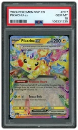 2024 Surging Sparks Pikachu EX #57 PSA 10 on Beezie.