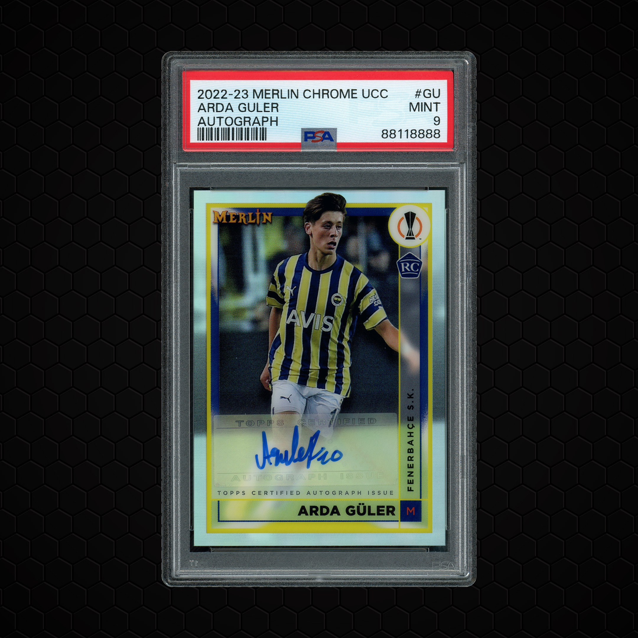 2022-23 Merlin Chrome UCC Arda Guler Autograph #GU PSA 9 Auto
