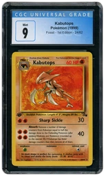 1999 Fossil 1st Edition Kabutops #24 CGC 9 on Beezie.