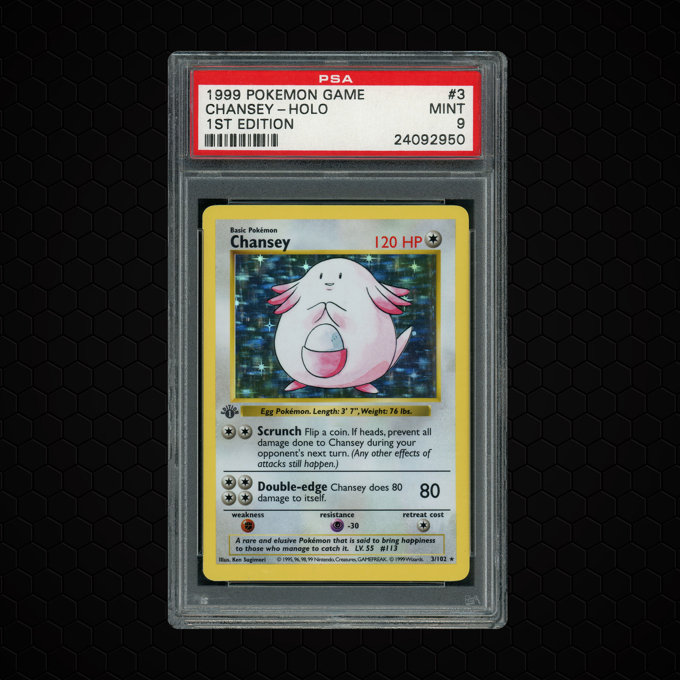 1999 Base Set Shadowless 1st Edition Chansey #3 PSA 9