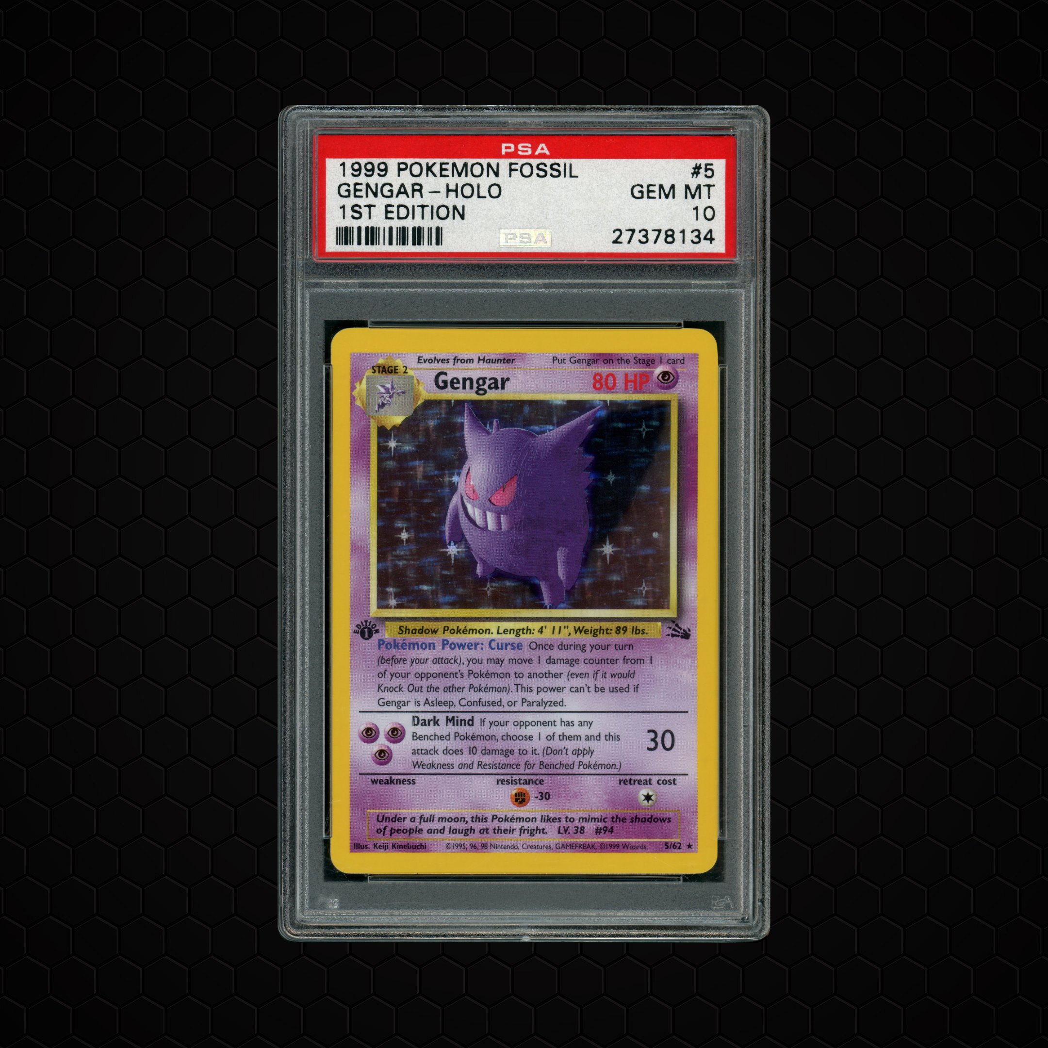 1999 Fossil 1st Edition Gengar Holo #5 PSA 10
