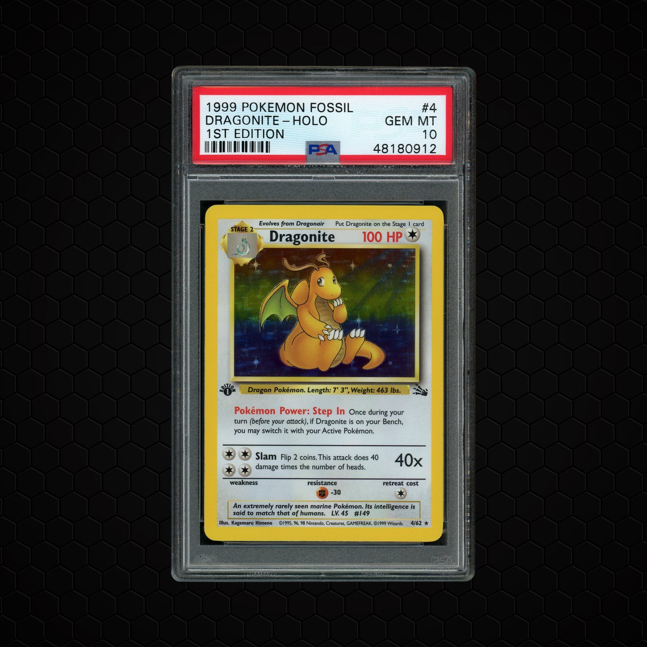 1999 Fossil 1st Edition Dragonite Holo #4 PSA 10