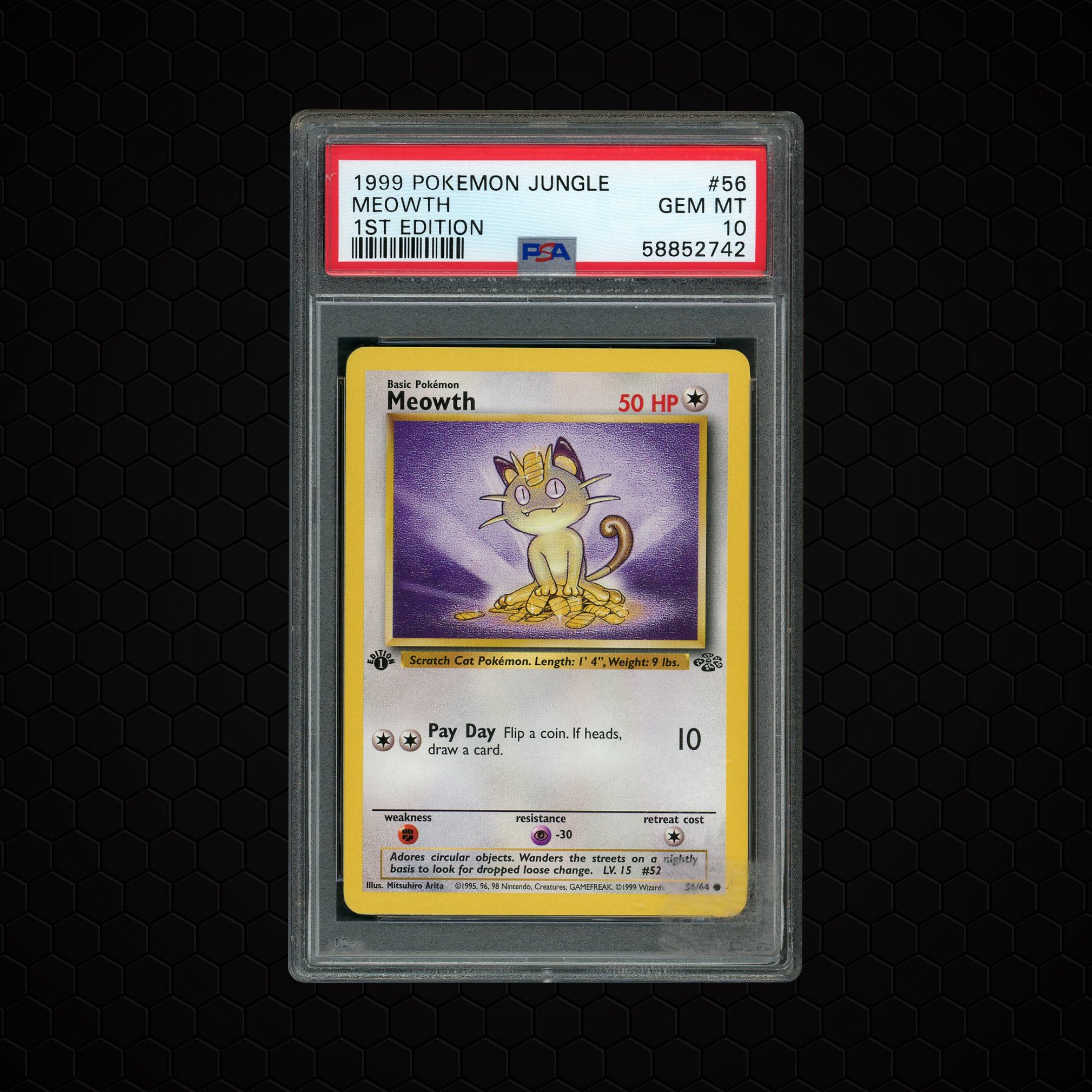 1999 Jungle 1st Edition Meowth #56 PSA 10