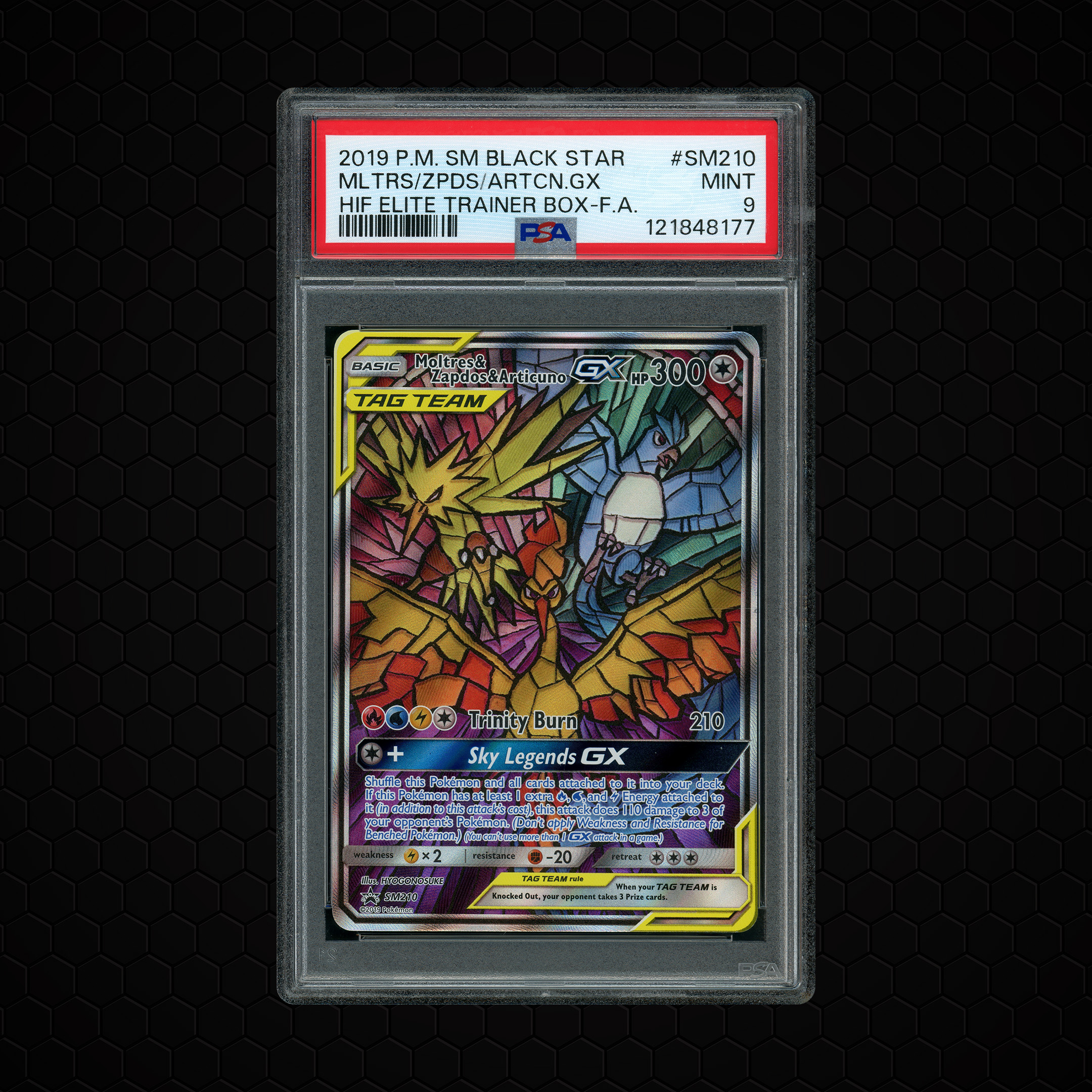 2019 Black Star Promo Moltres & Zapdos & Articuno GX #SM210 PSA 9