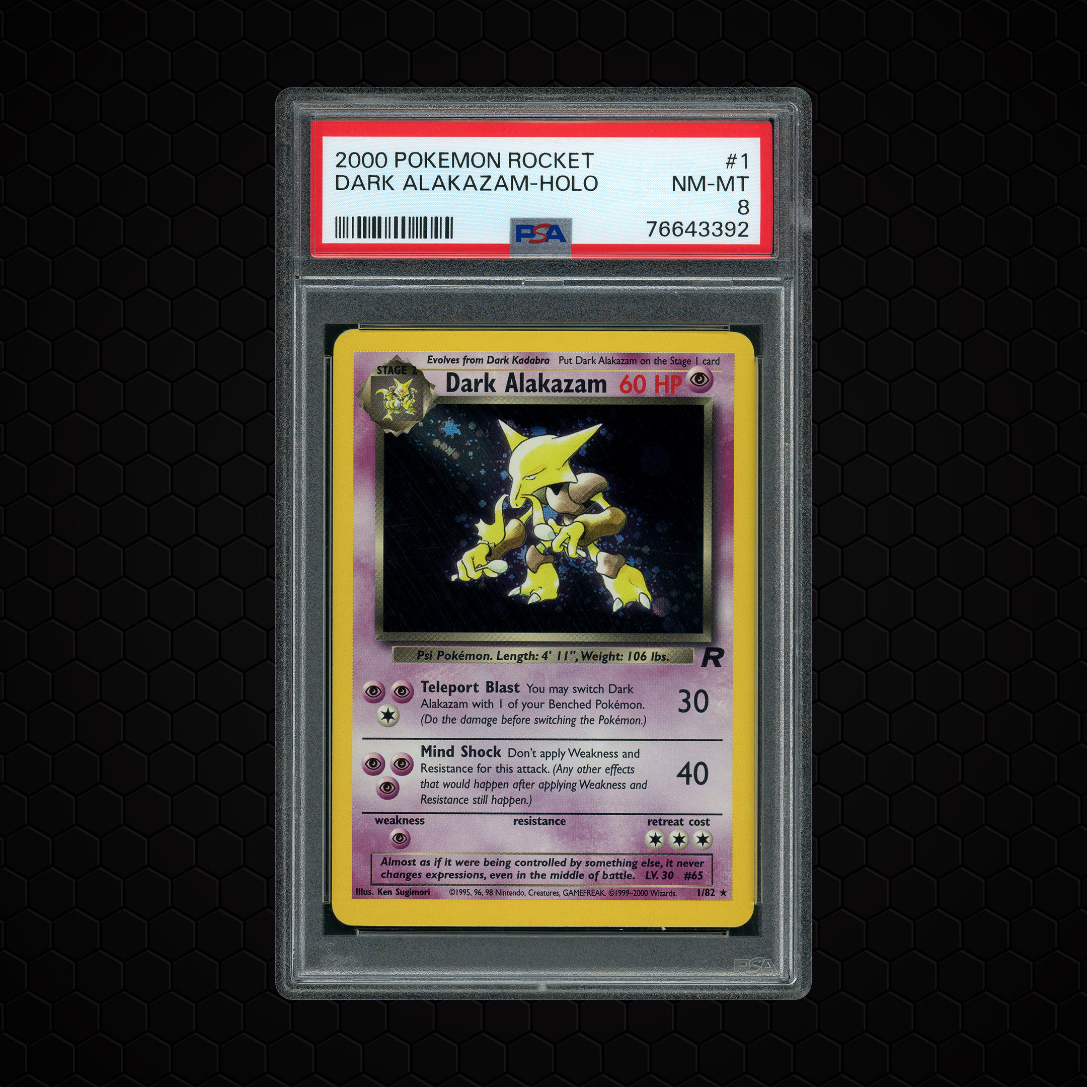 2000 Rocket Dark Alakazam #1 PSA 8