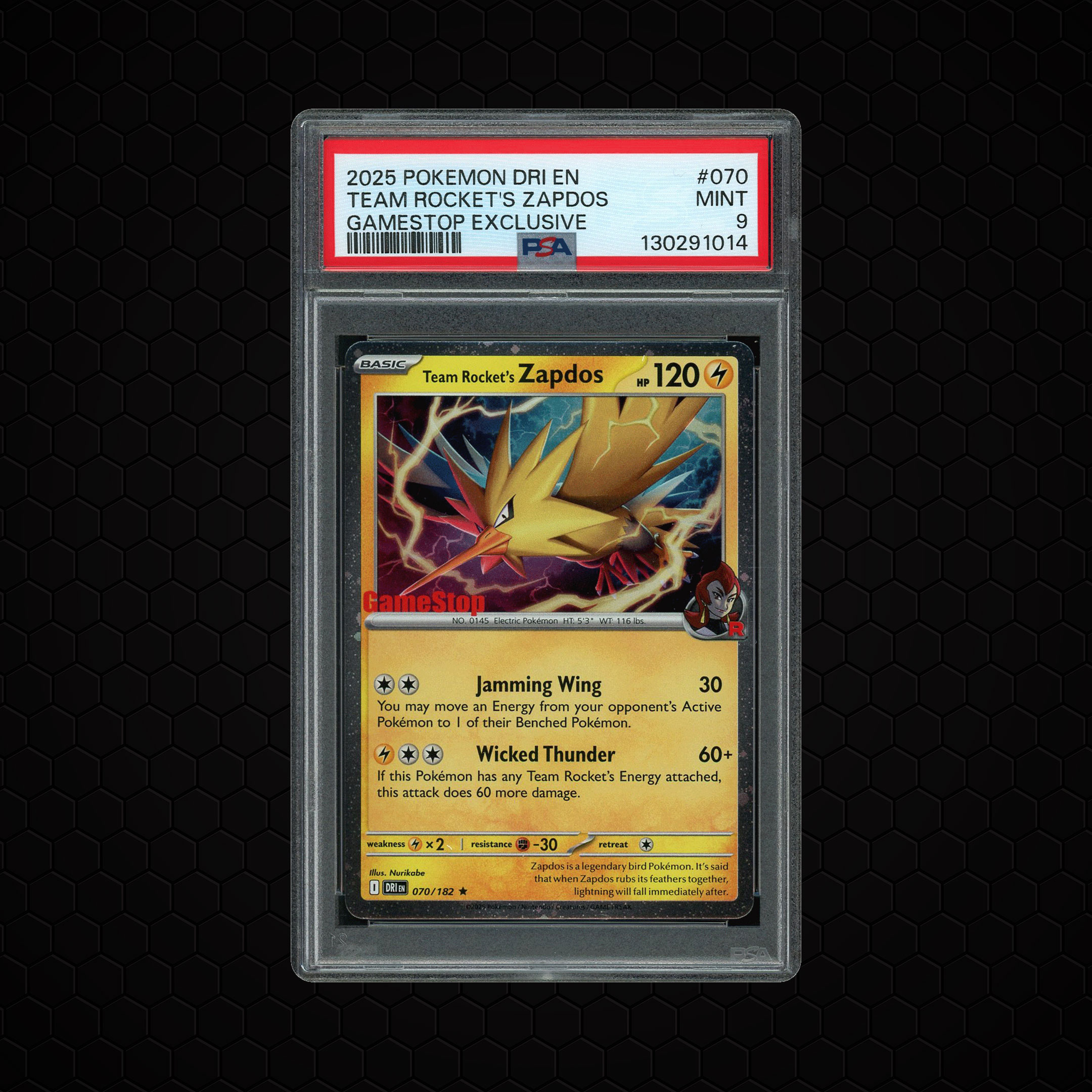 2025 Destined Rivals Team Rocket's Zapdos #70 PSA 9