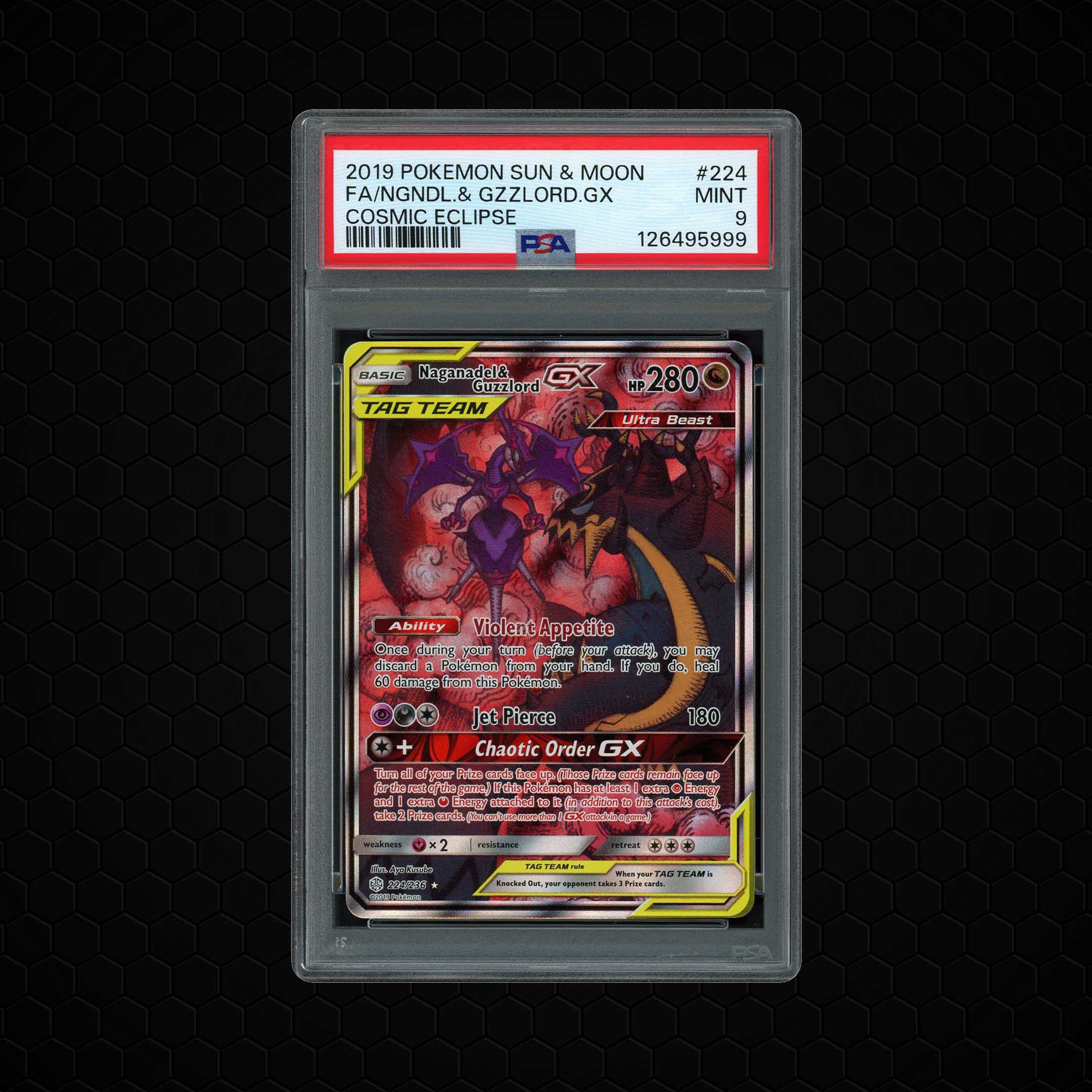 2019 Cosmic Eclipse Naganadel & Guzzlord GX #224 PSA 9