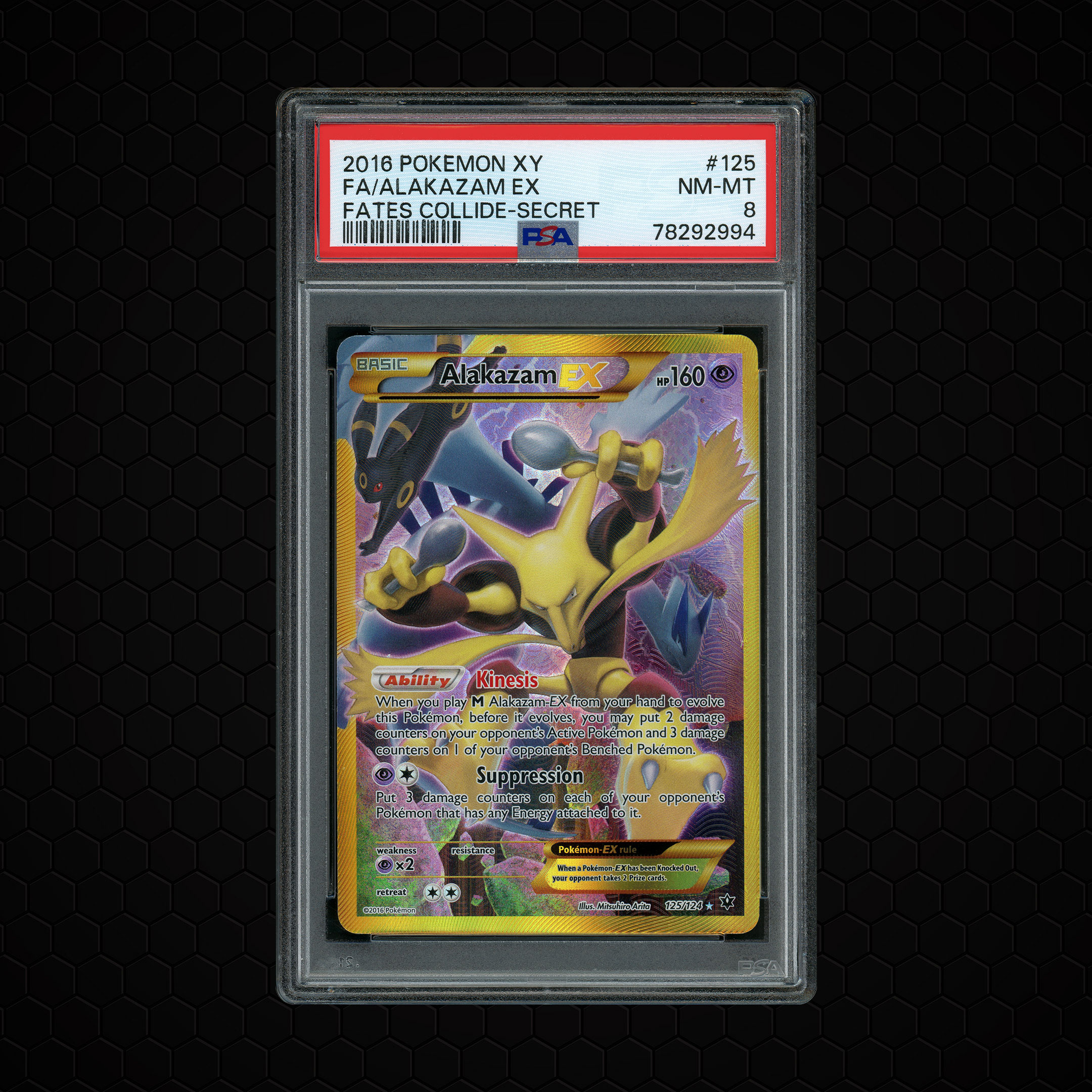 2016 Fates Collide Alakazam EX #125 PSA 8