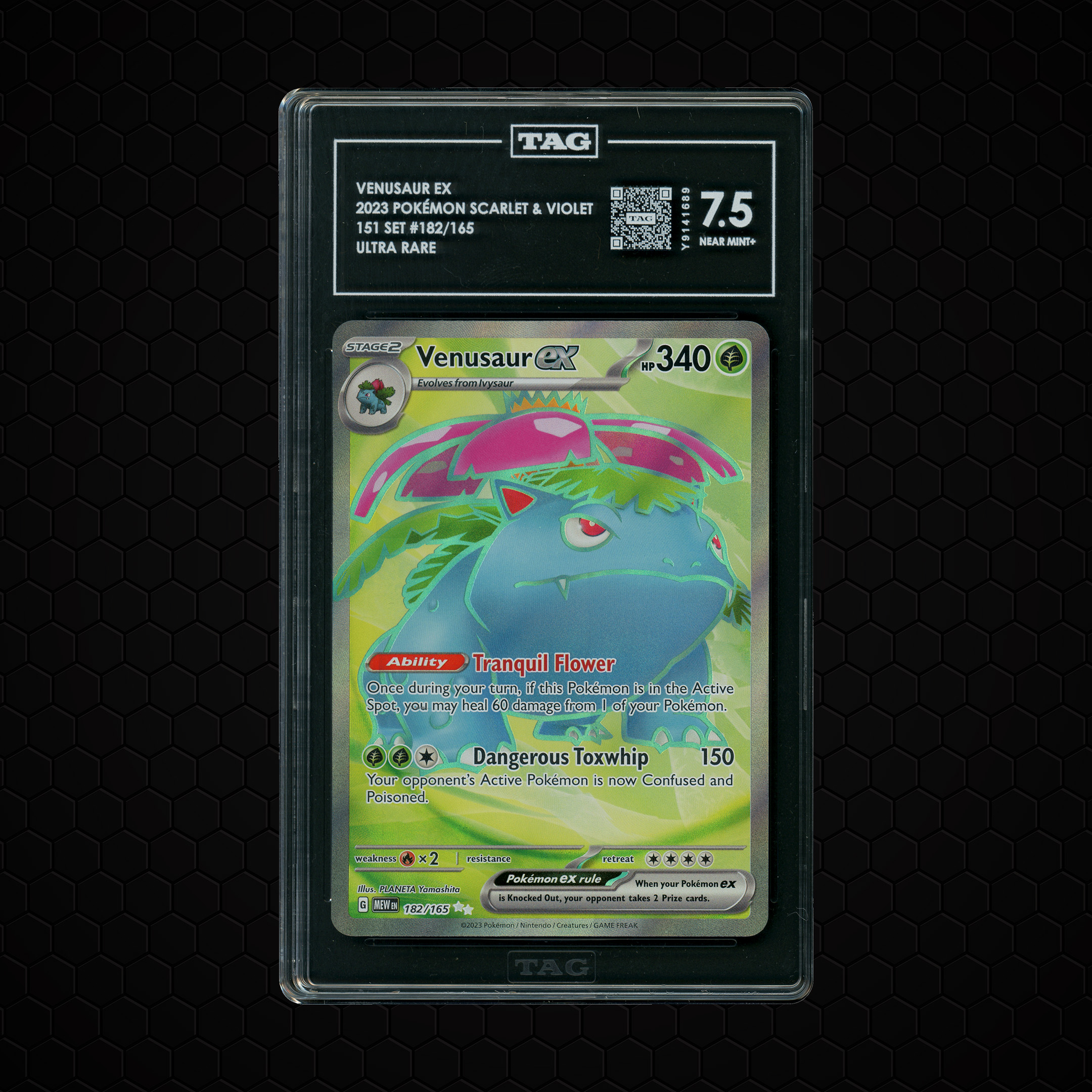 2023 Pokemon 151 Venusaur EX #182 TAG 7.5