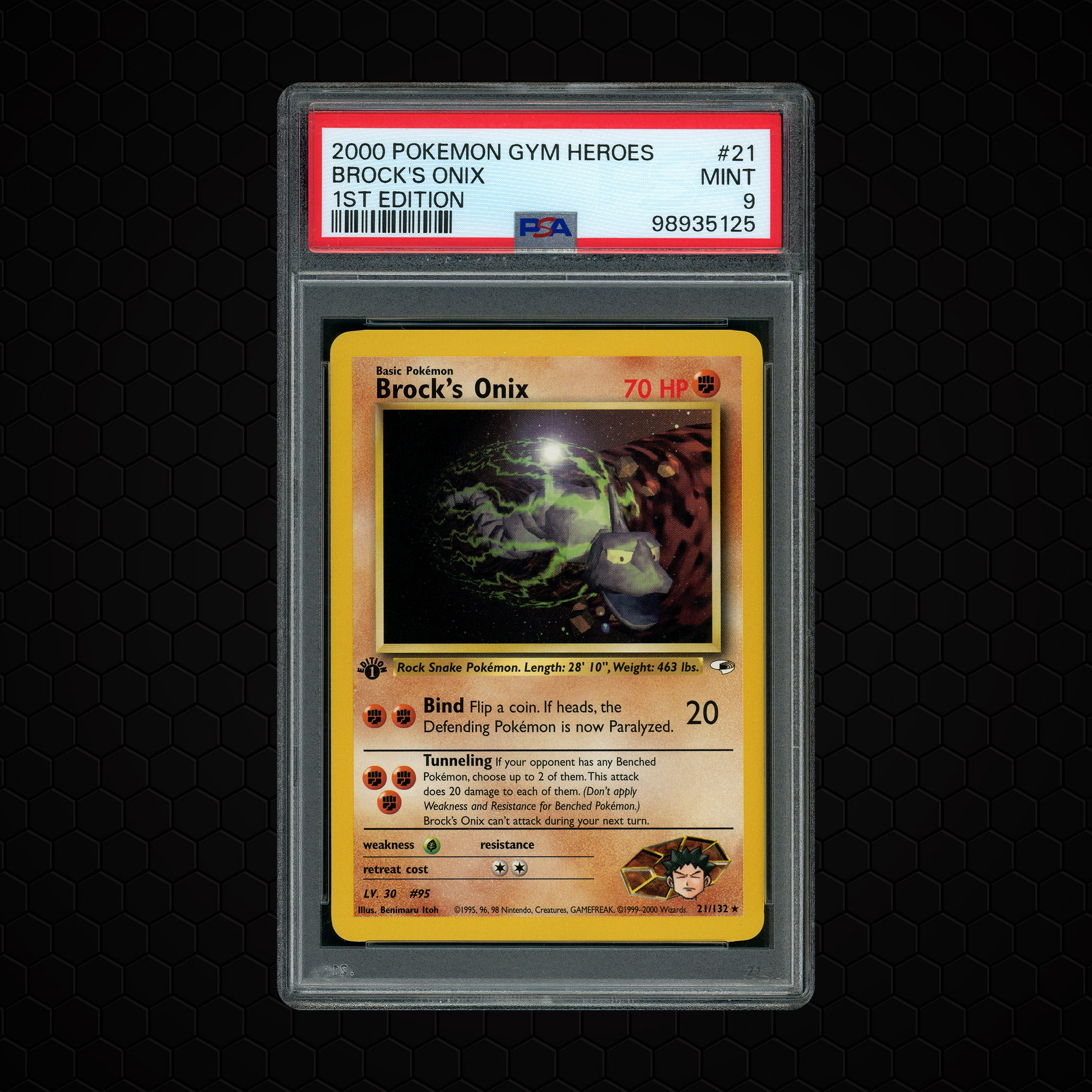 2000 Gym Heroes 1st Edition Brock's Onix #21 PSA 9