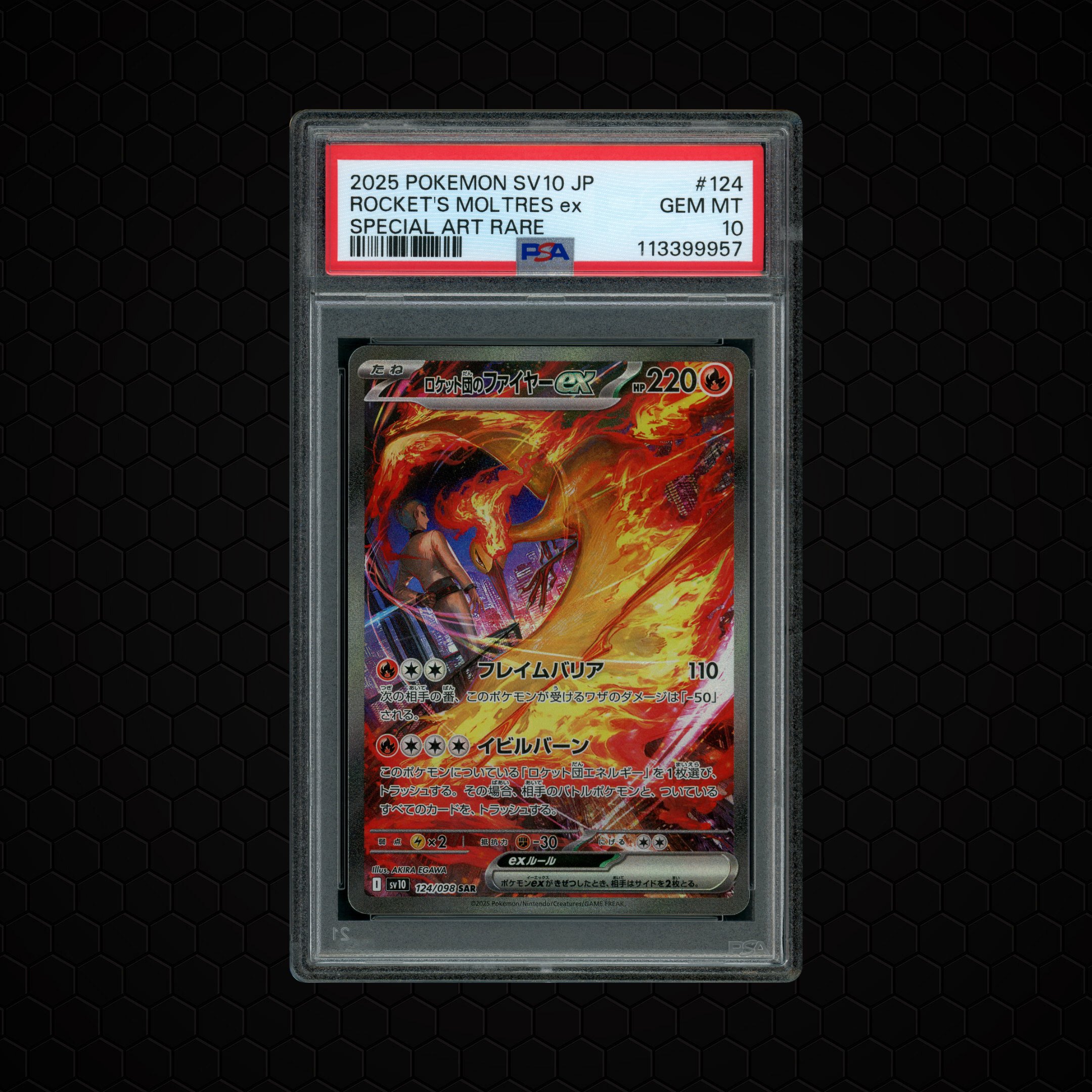 2025 Japanese Glory of Team Rocket Rocket's Moltres EX #124 PSA 10