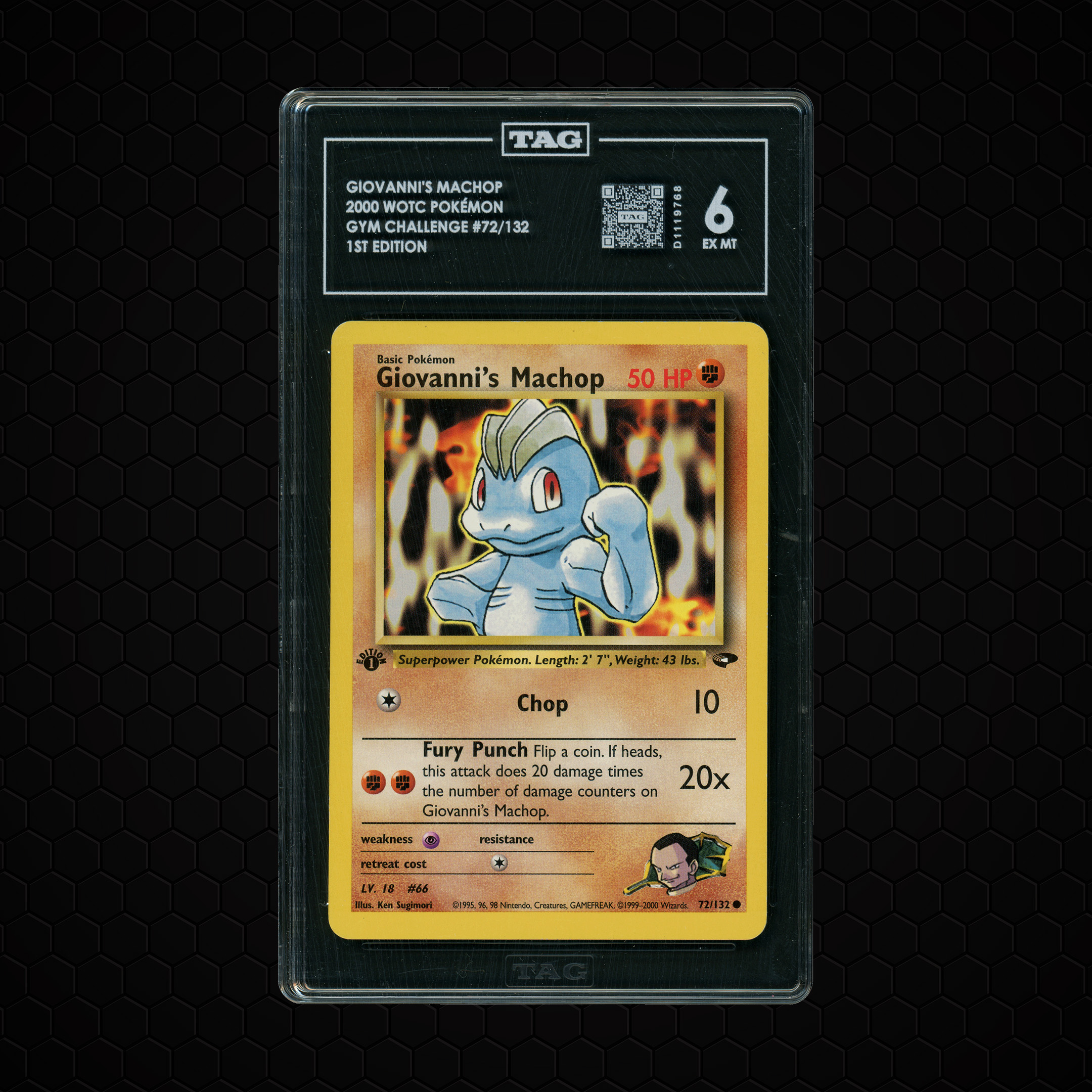 2000 Gym Challenge 1st Edition Giovanni's Machop #72 TAG 6