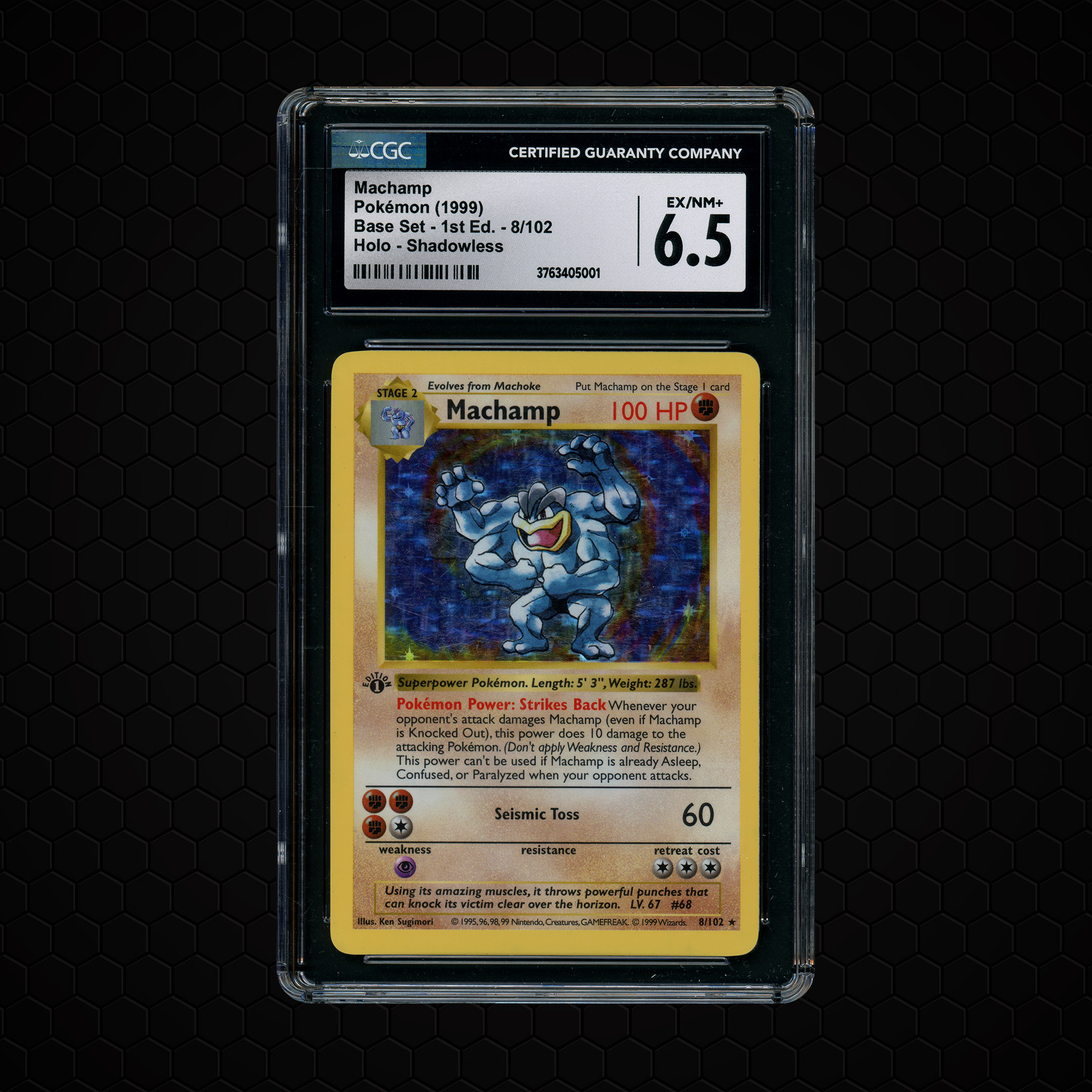 1999 Base Set 1st Edition Shadowless Machamp #8 CGC 6.5