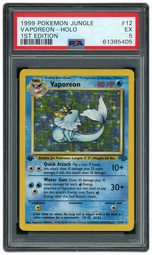 1999 Jungle 1st Edition Vaporeon #12 PSA 5 on Beezie.
