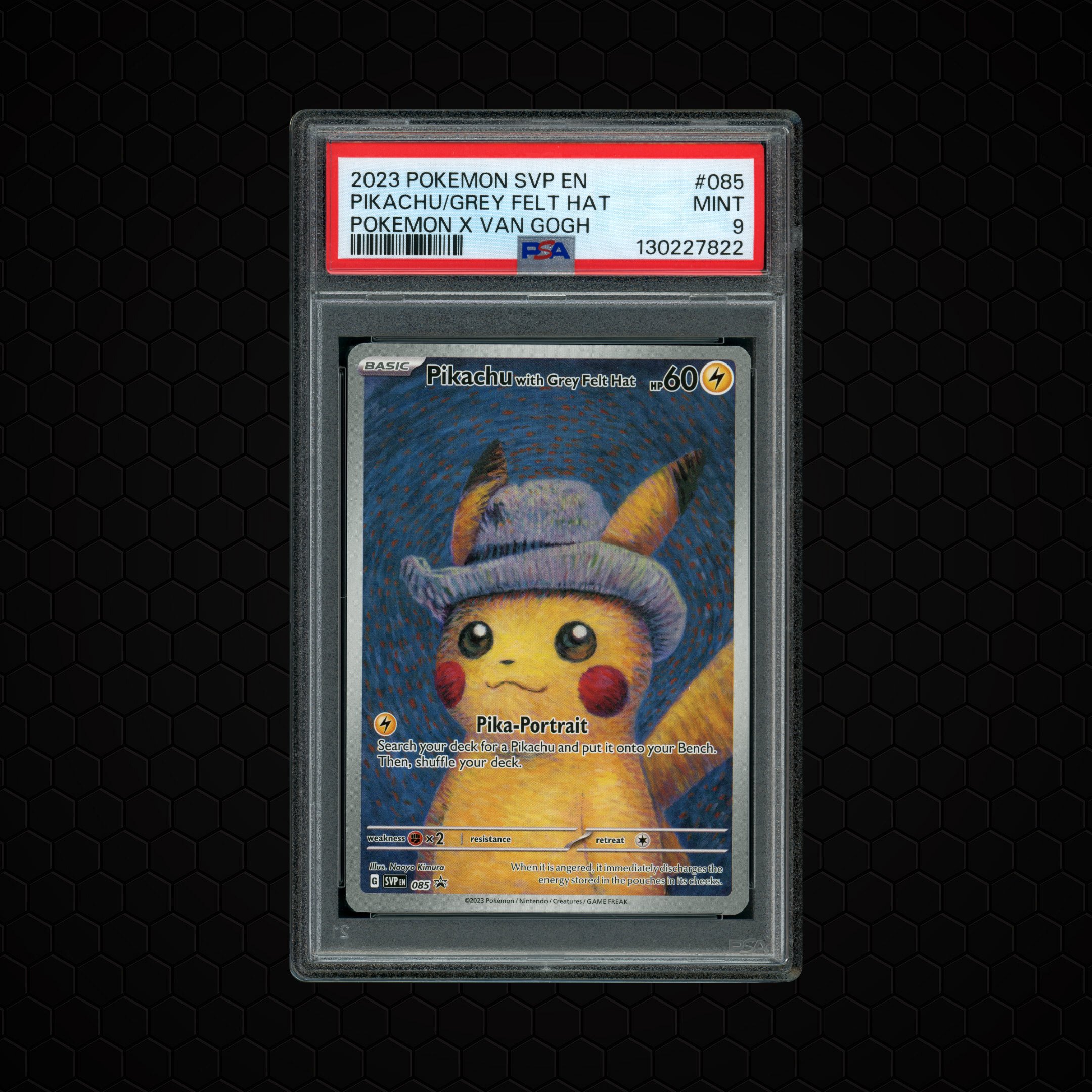 2023 Black Star Promo Pikachu with Grey Felt Hat #85 PSA 9