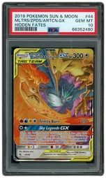 2019 Hidden Fates Moltres & Zapdos & Articuno GX #44 PSA 10 on Beezie.