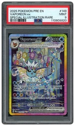 2025 Prismatic Evolutions Vaporeon ex #149 PSA 9 on Beezie.