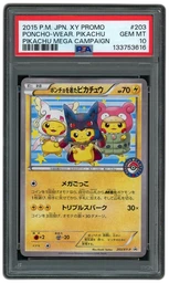 2015 Japanese Promo Poncho Wear Pikachu #203 PSA 10 on Beezie.