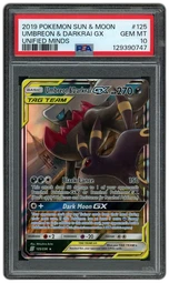 2019 Unified Minds Umbreon & Darkrai GX #125 PSA 10 on Beezie.