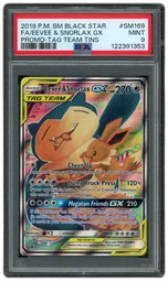 2019 Black Star Promo Eevee & Snorlax GX #SM169 PSA 9 on Beezie.