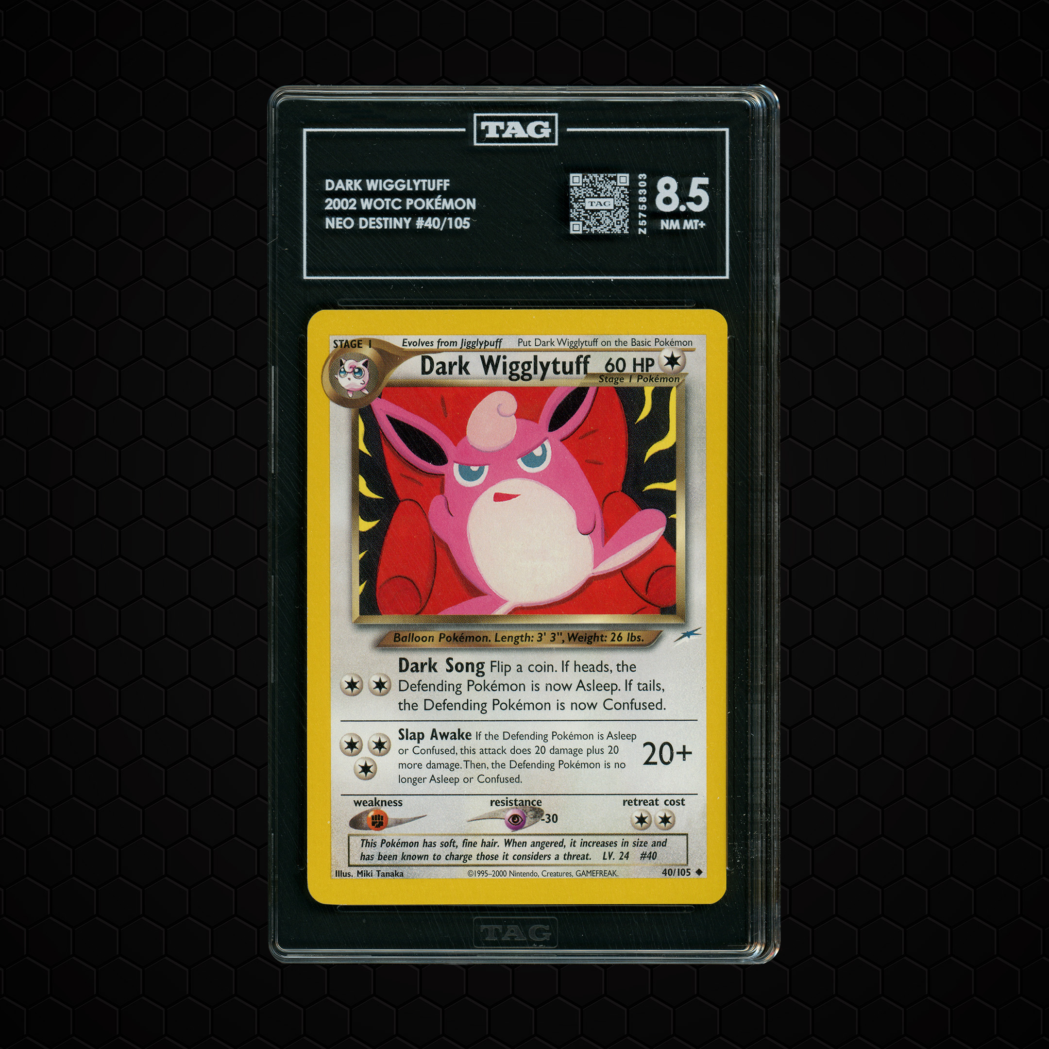 2002 Neo Destiny Dark Wigglytuff #40 TAG 8.5