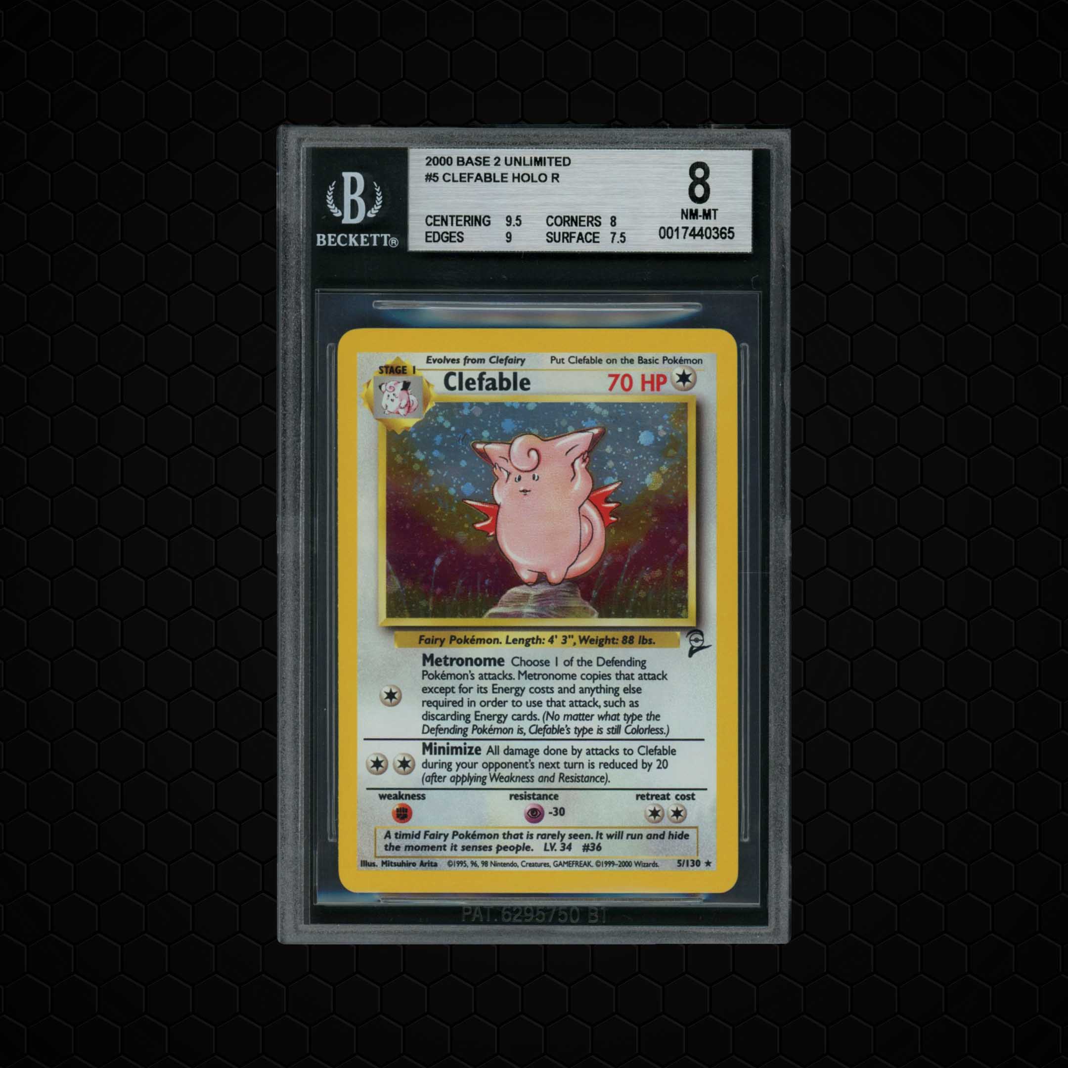 2000 Base Set 2 Unlimited Clefable #5 BGS 8