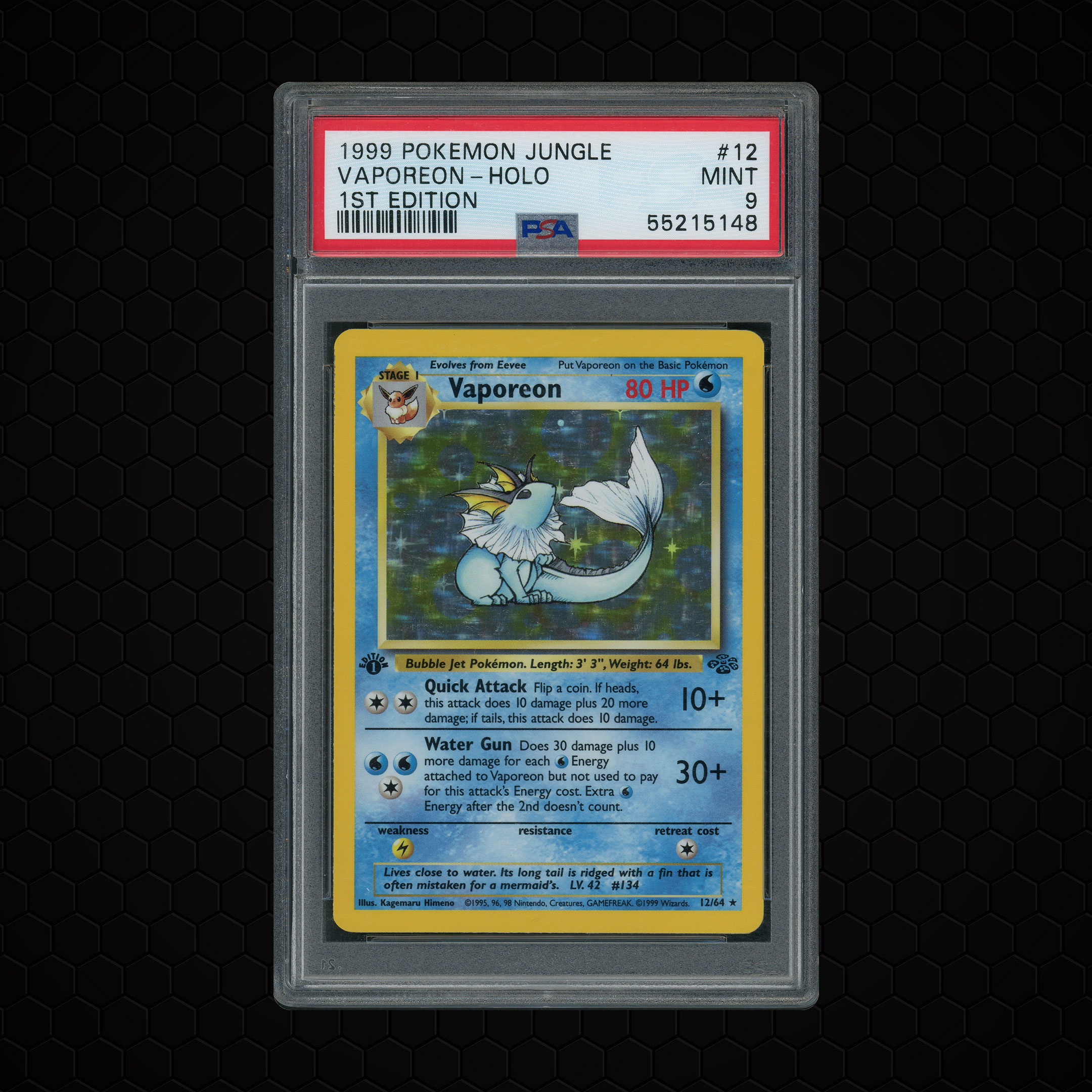 1999 Pokemon Jungle 1st Edition Vaporeon #12 PSA 9