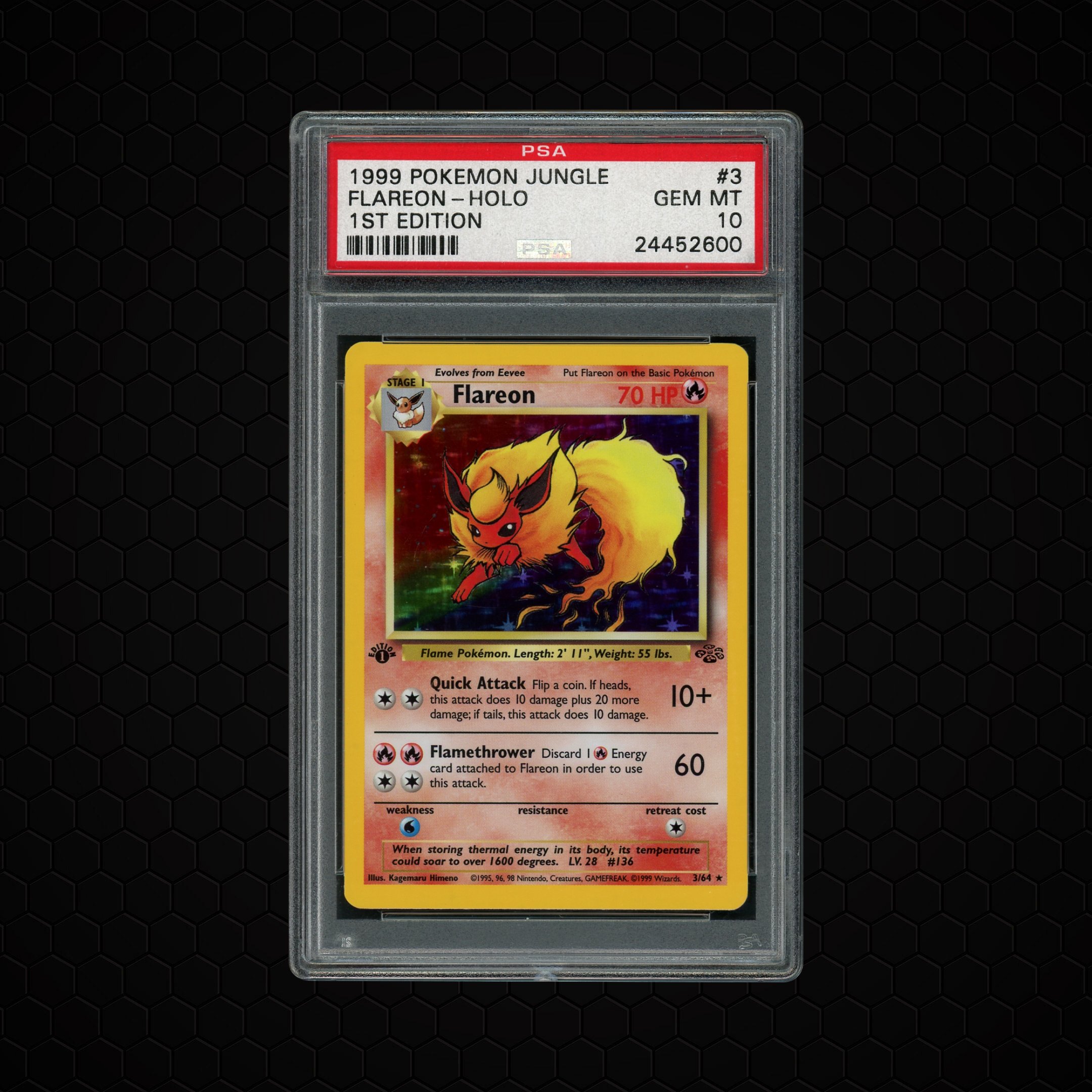 1999 Jungle 1st Edition Flareon  #3 PSA 10