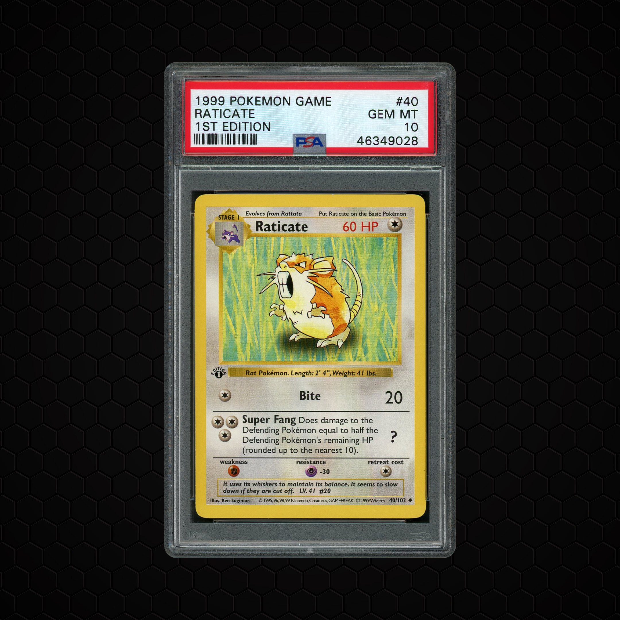 1999 Game 1st Edition Raticate #40 PSA 10