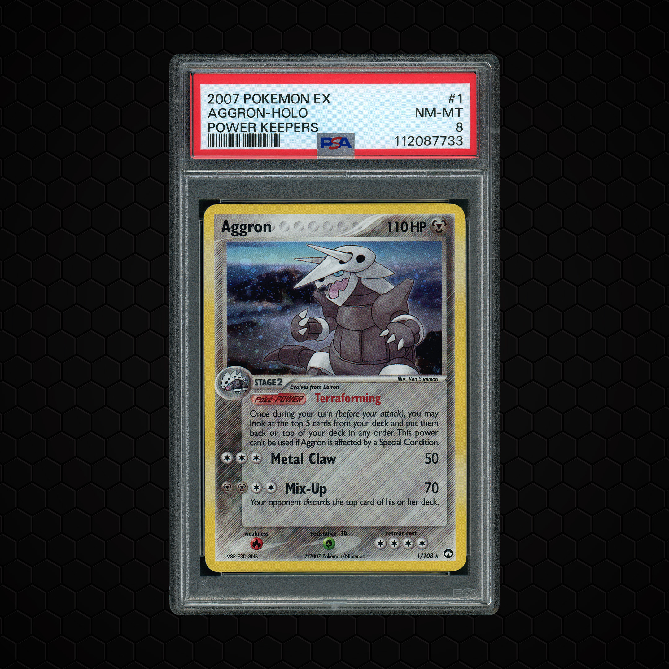 2007 Power Keepers Aggron #1 PSA 8