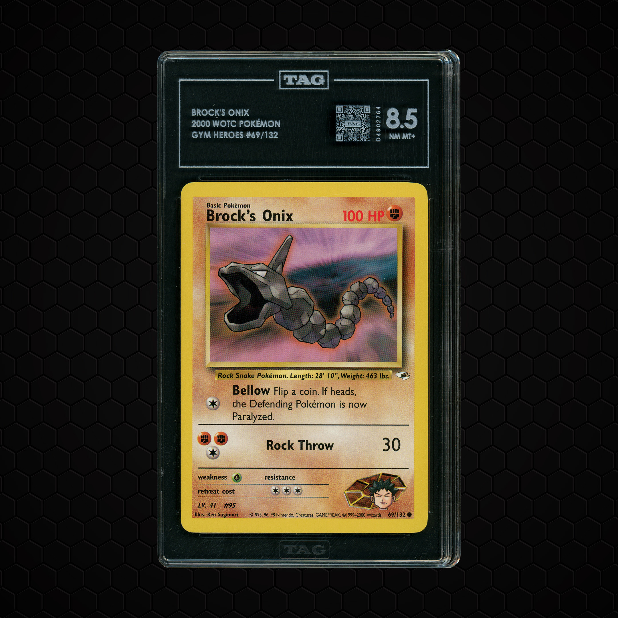 2000 Gym Heroes Brock's Onix #69 TAG 8.5
