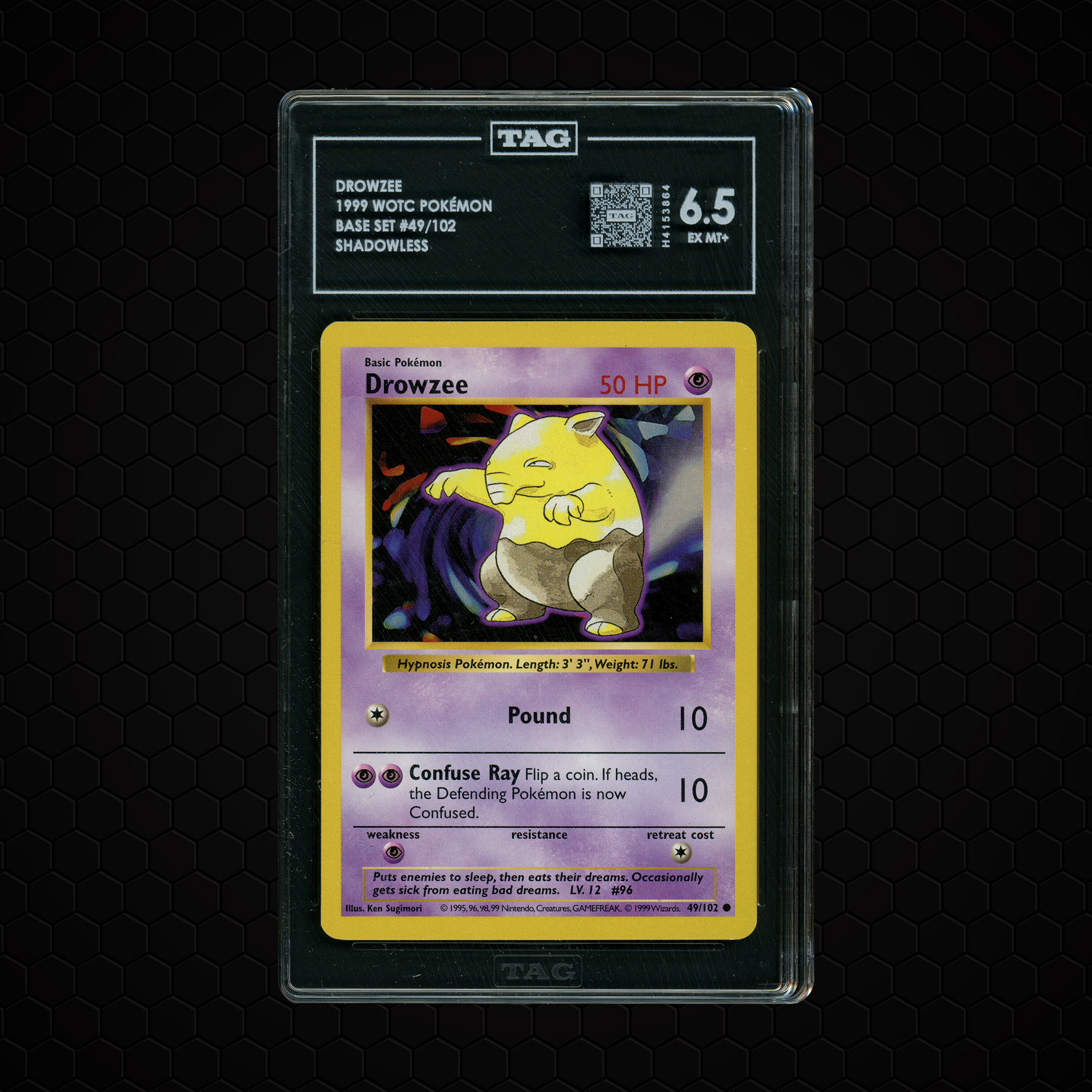 1999 Base Set Shadowless Drowzee #49 TAG 6.5