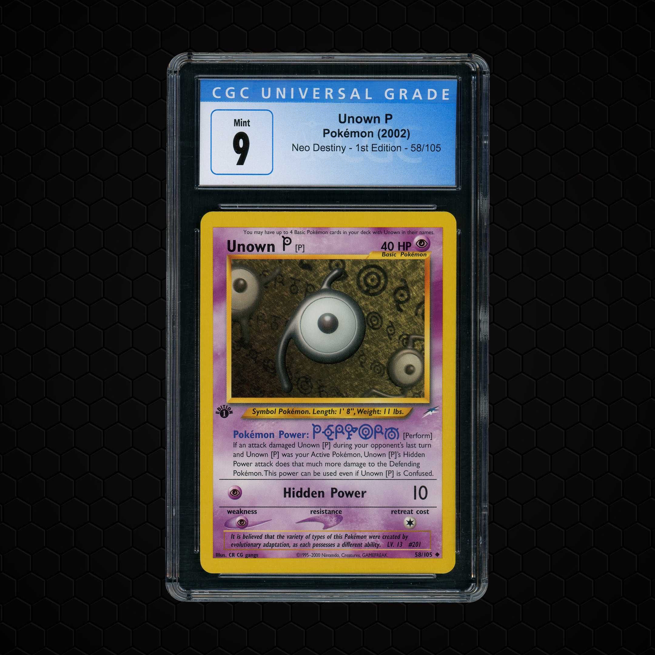 2002 Neo Destiny 1st Edition Unown P #58 CGC 9