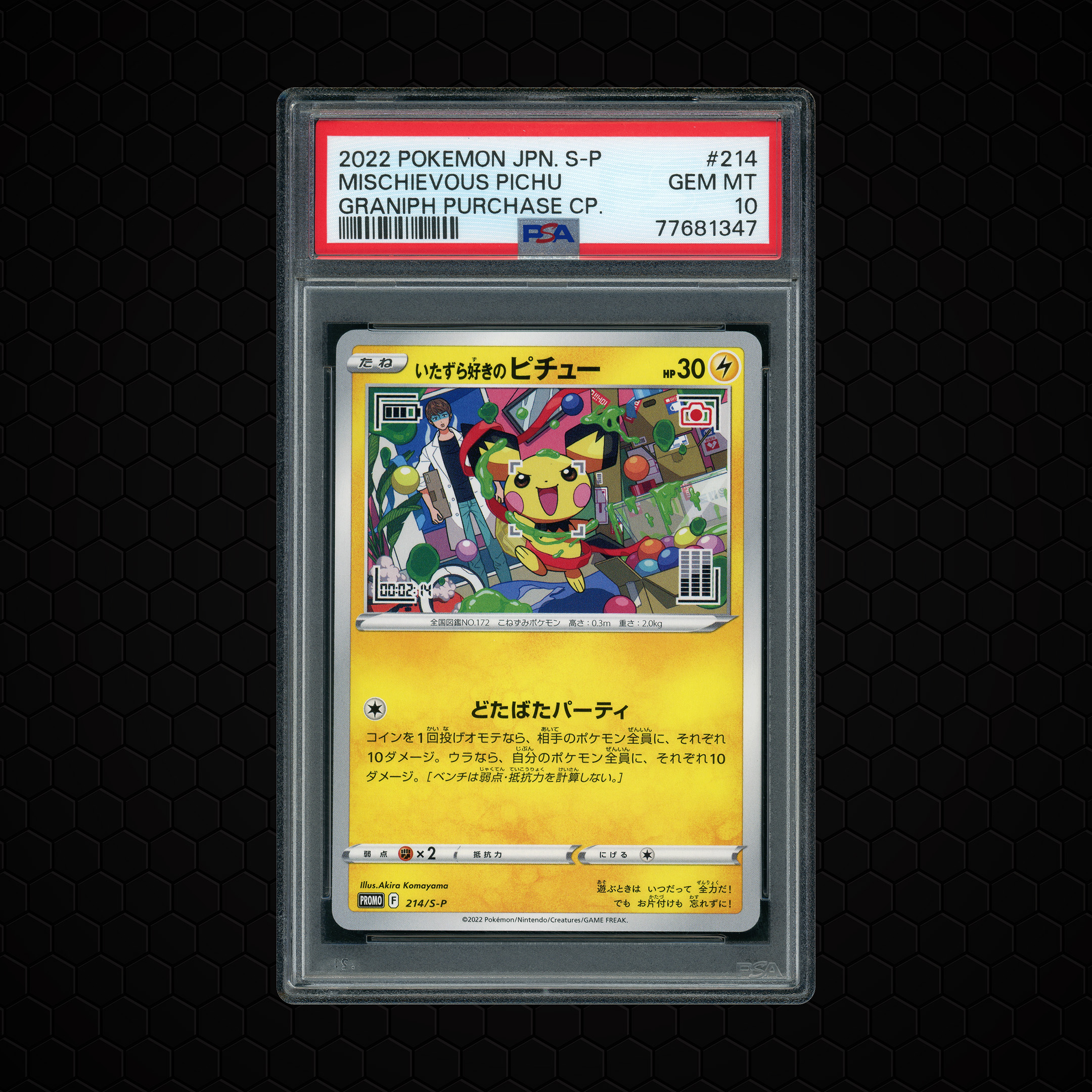 2022 Japanese Graniph Purchase Mischievous Pichu #214 PSA 10