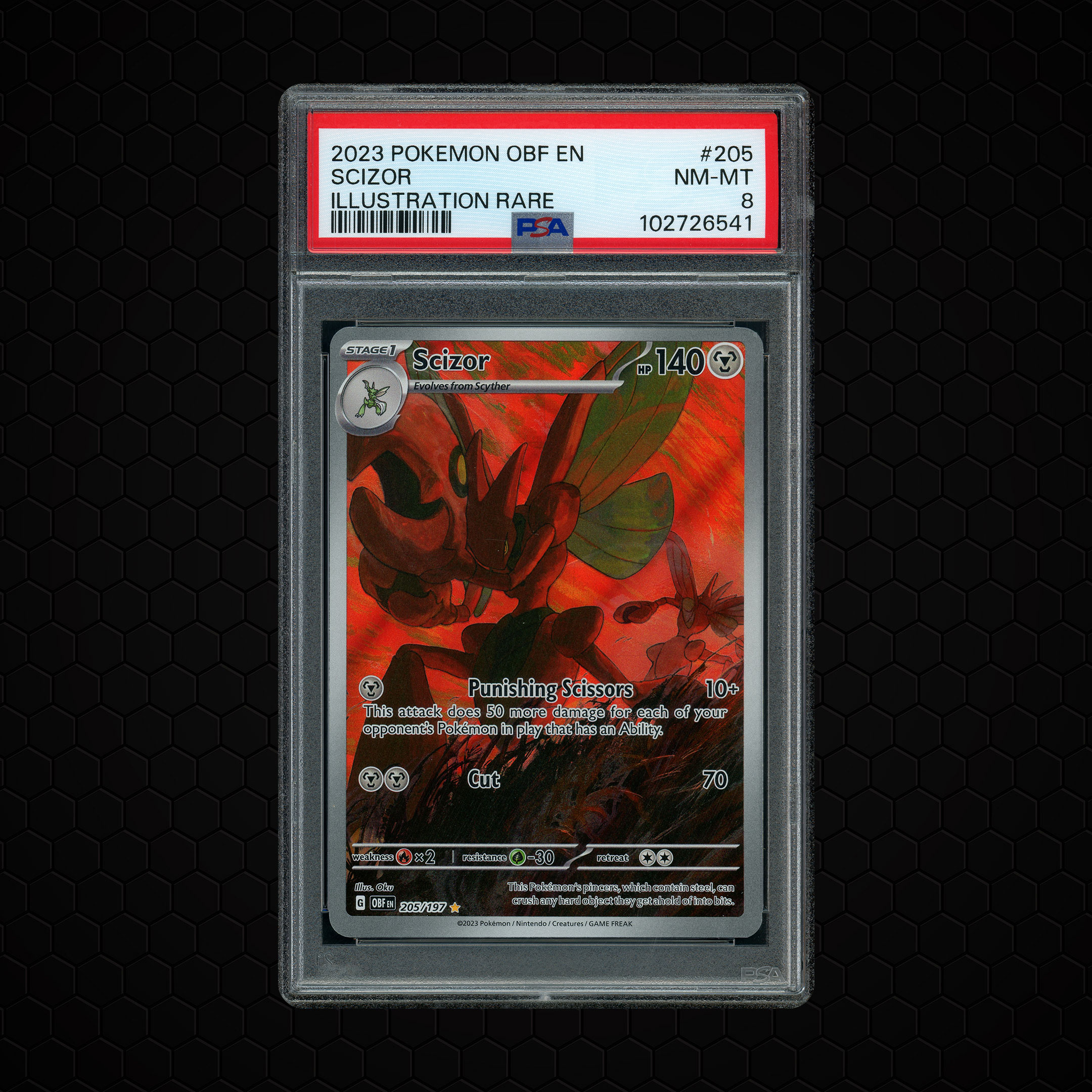 2023 Obsidian Flames Scizor #205 PSA 8