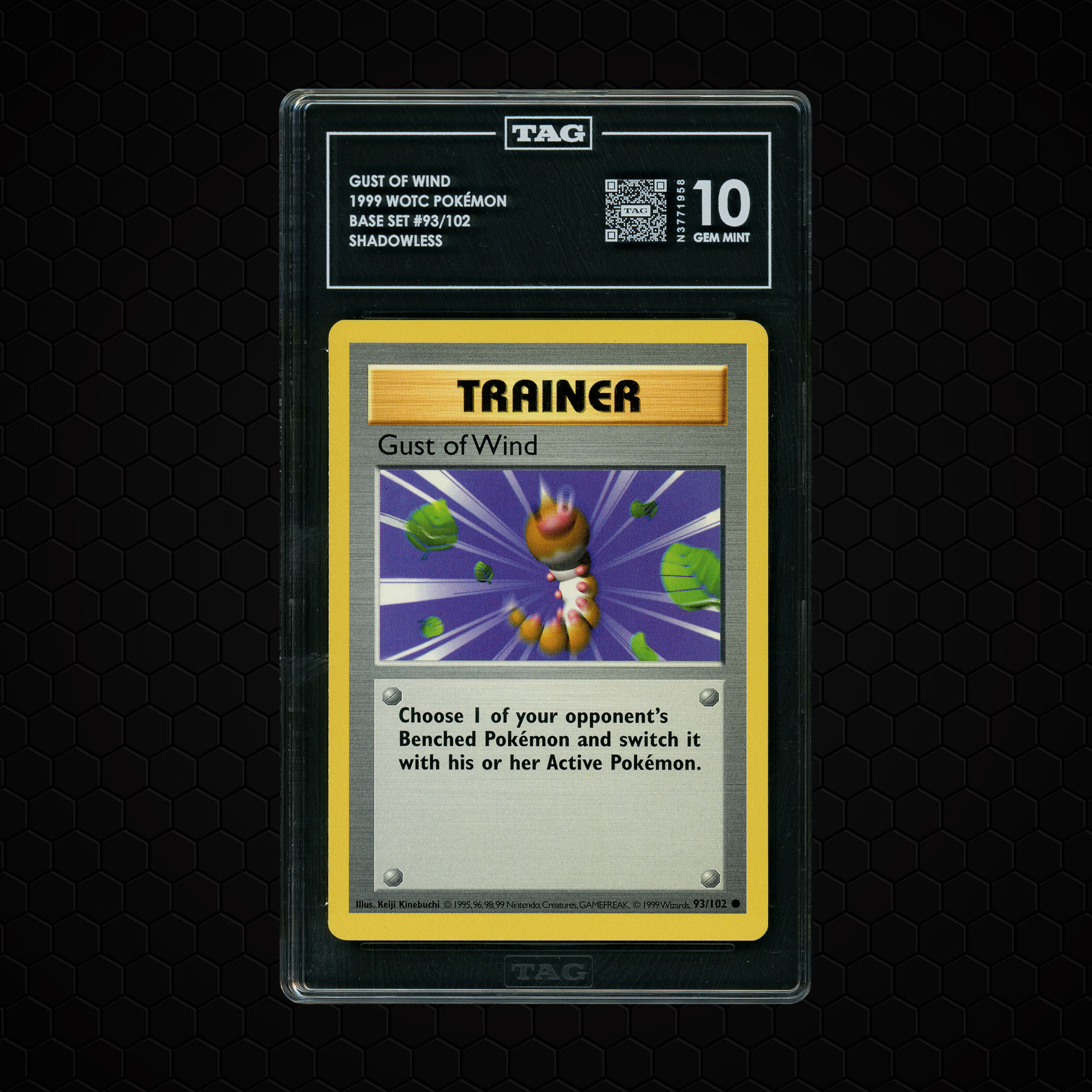 1999 Base Set Shadowless Gust of Wind #93 TAG 10