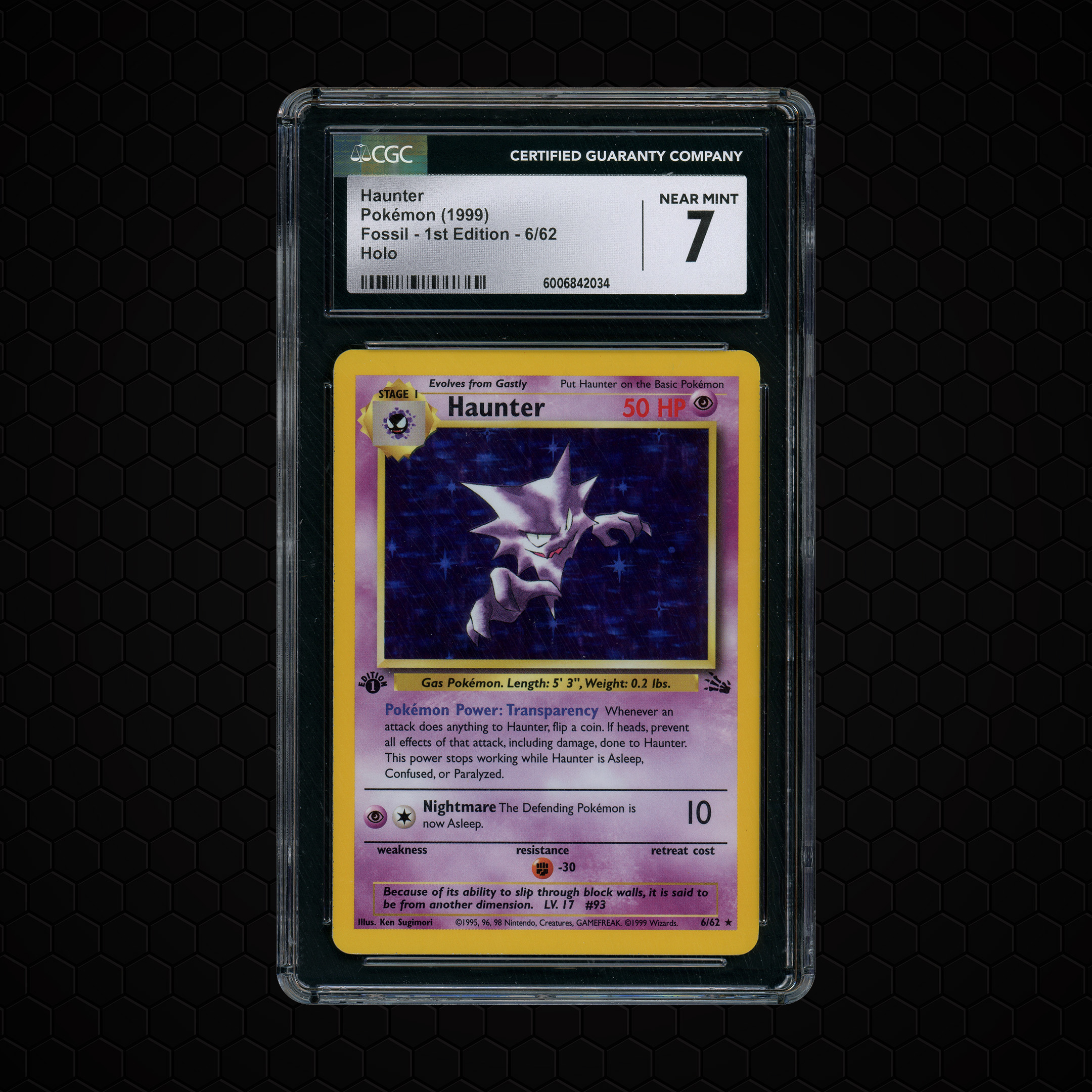 1999 Fossil 1st Edition Haunter #6 CGC 7