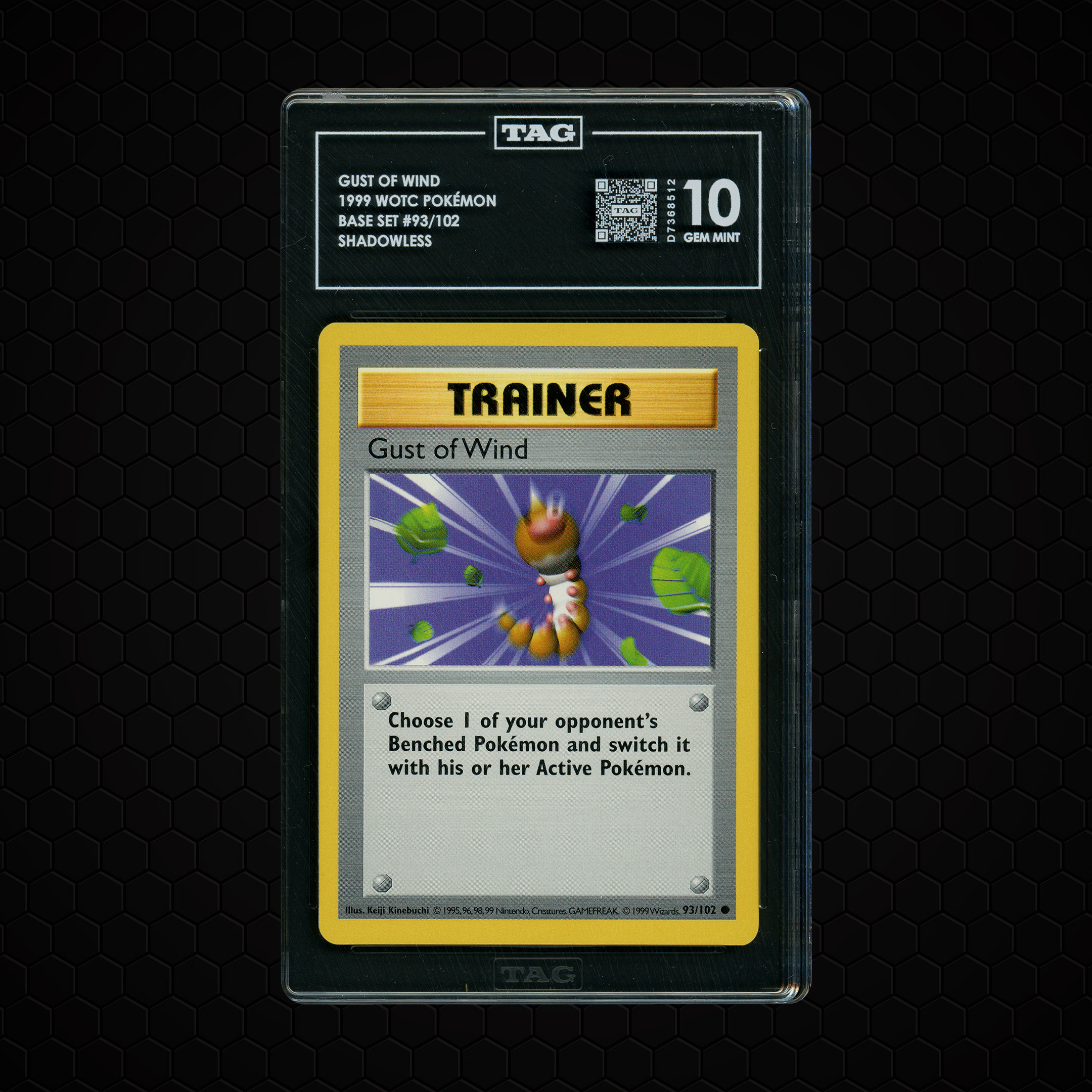 1999 Base Set Shadowless Gust of Wind #93 TAG 10