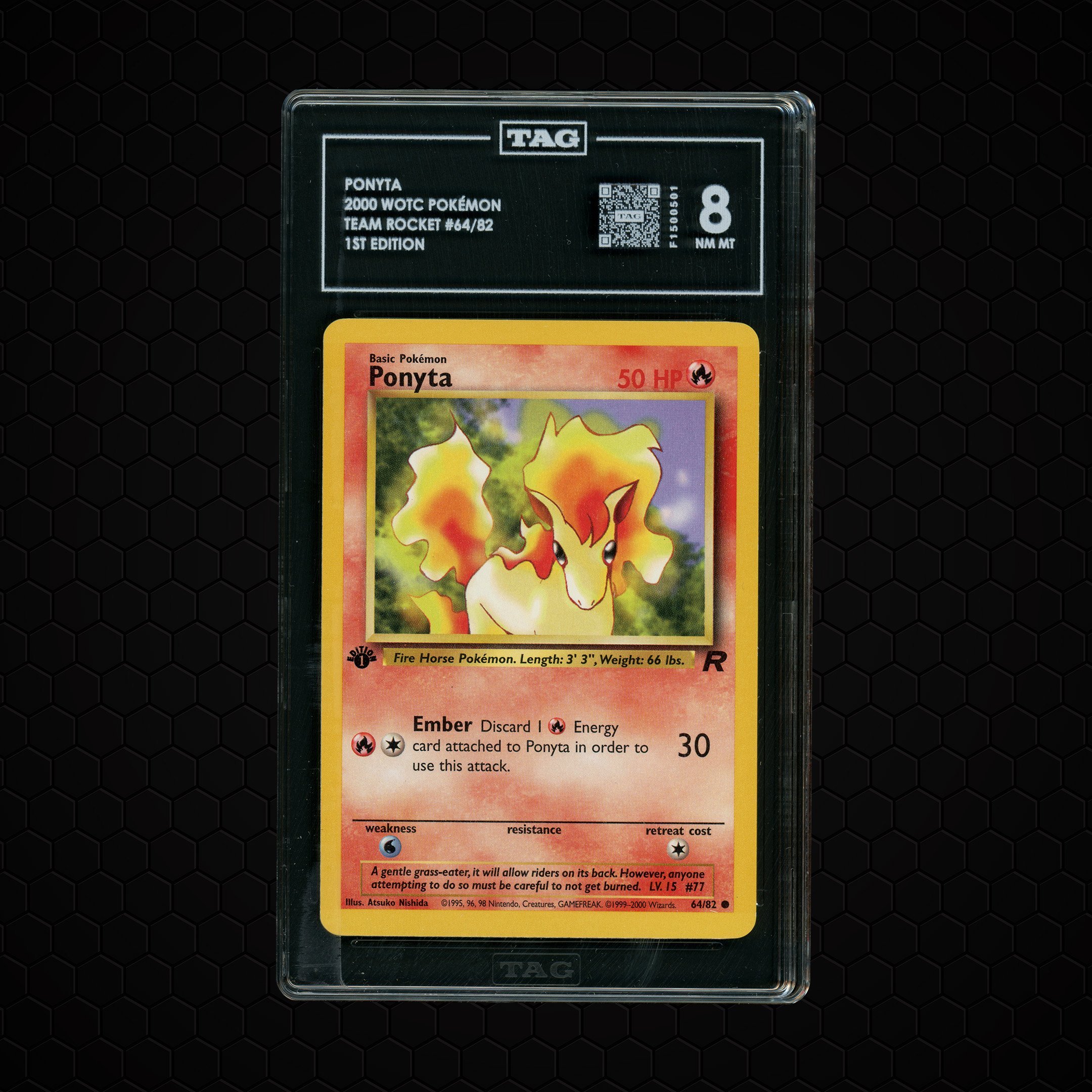 2000 Team Rocket 1st Edition Ponyta #64 TAG 8