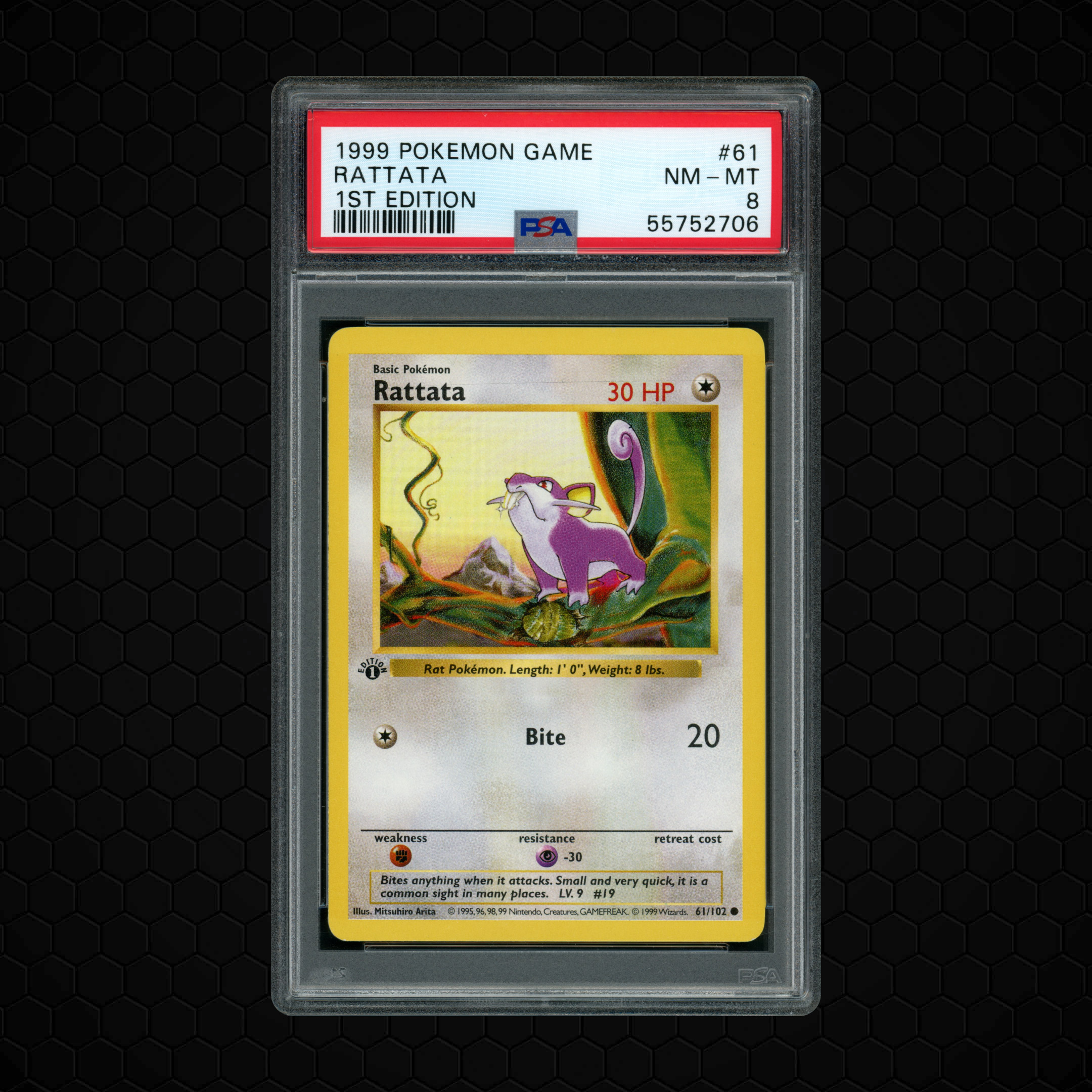 1999 Game 1st Edition Rattata #61 PSA 8
