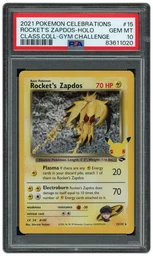 2021 Gym Challenge Rocket's Zapdos #15 PSA 10 on Beezie.