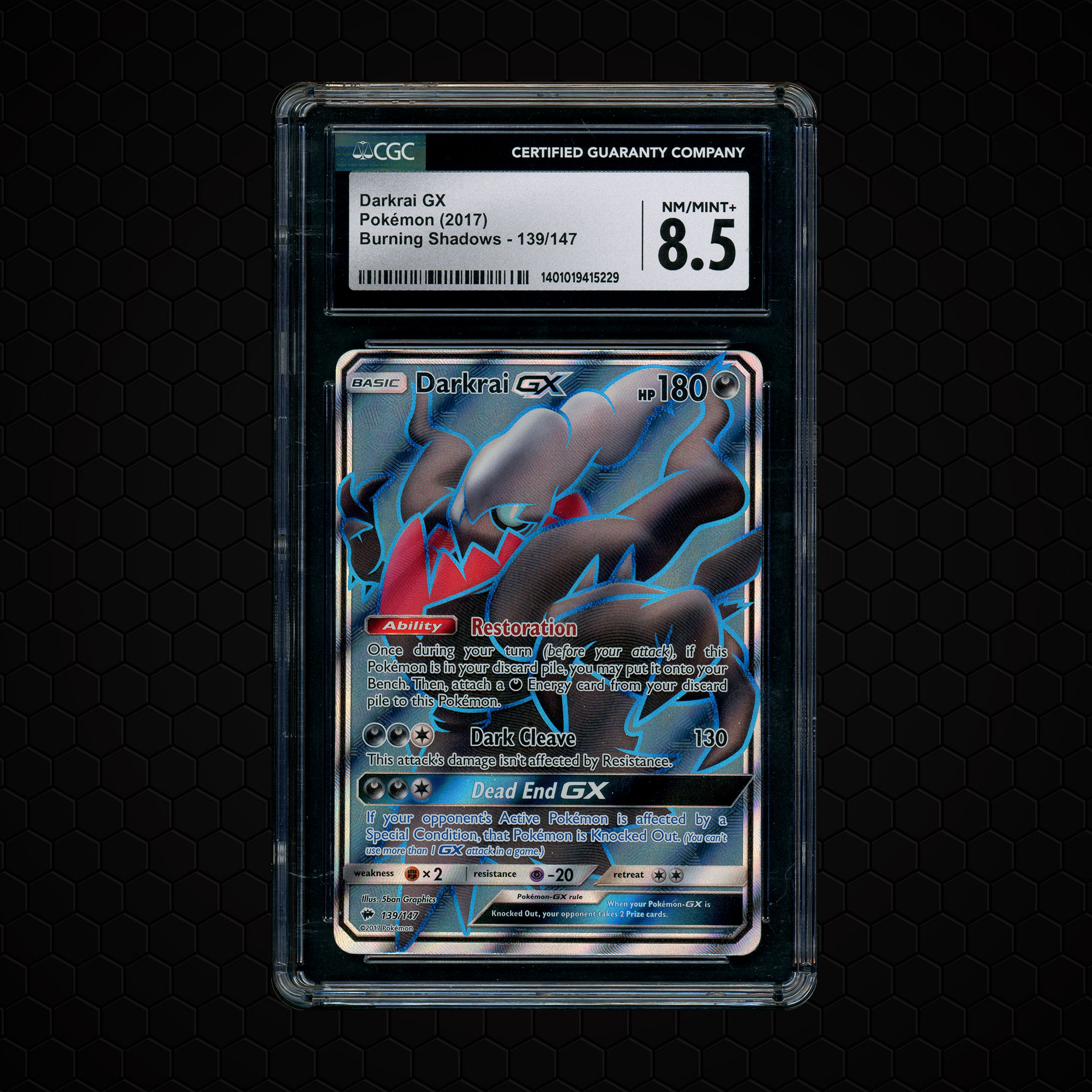 2017 Burning Shadows Darkrai GX #139 CGC 8.5