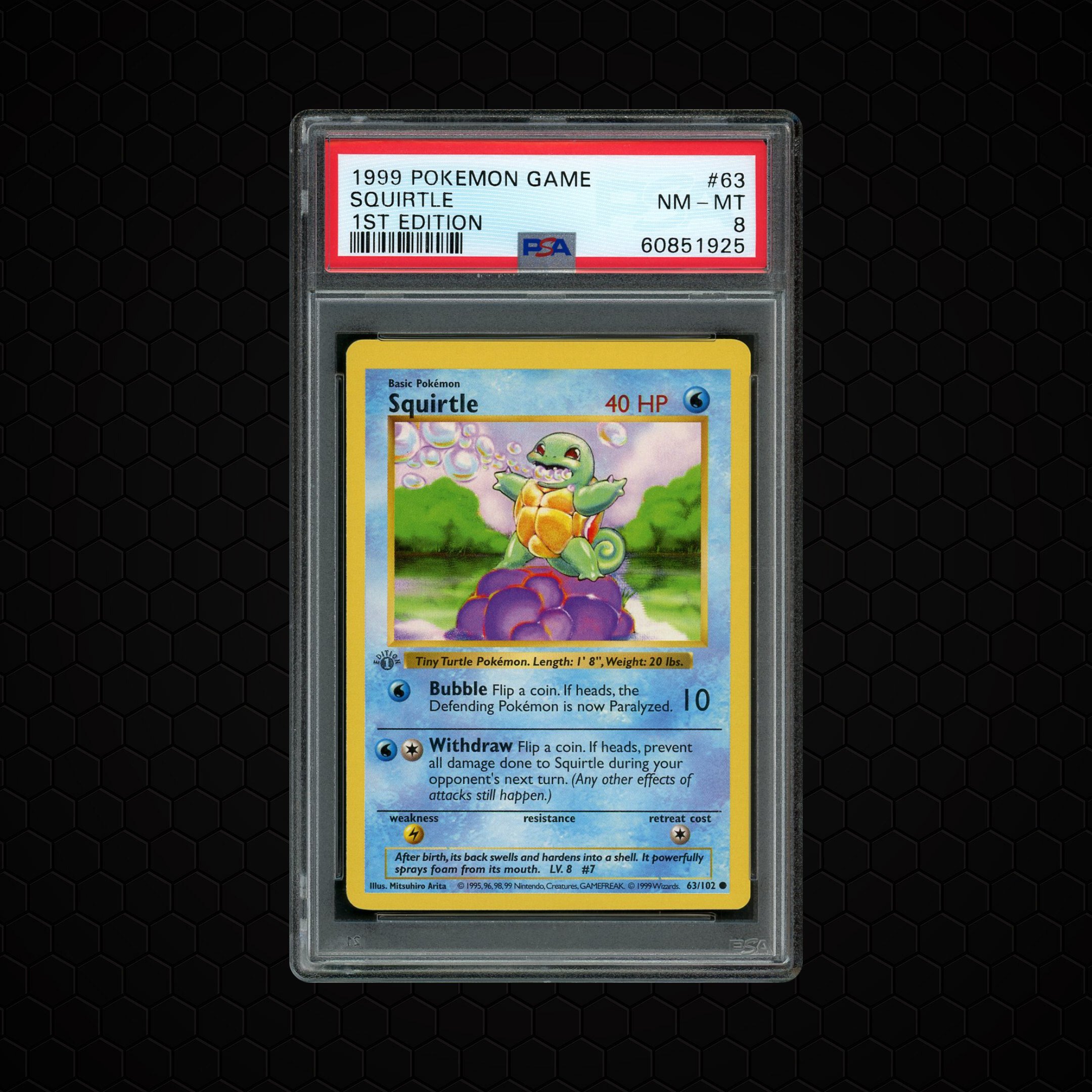 1999 Game 1st Edition Squirtle #63 PSA 8