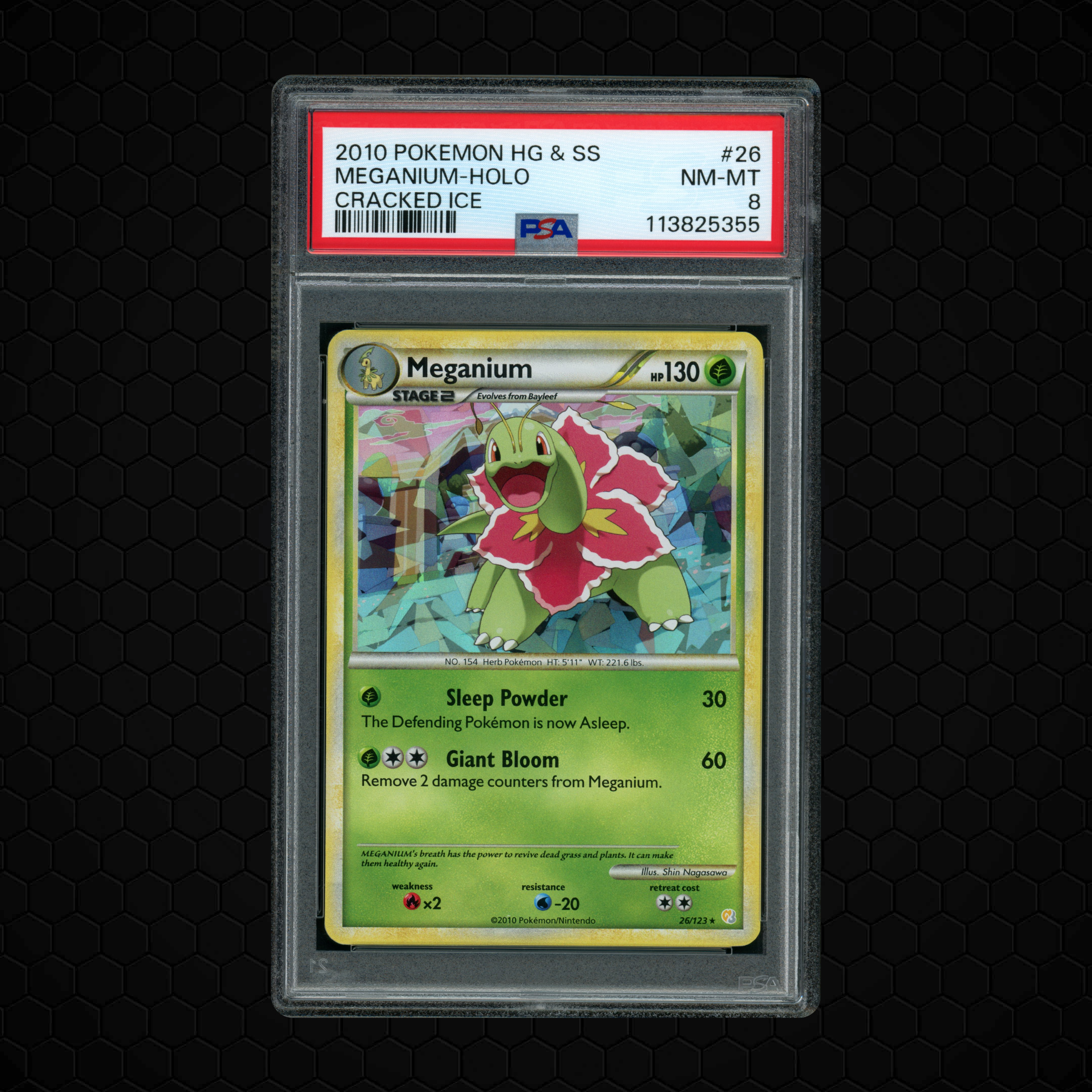 2010 HeartGold & SoulSilver Meganium #26 PSA 8