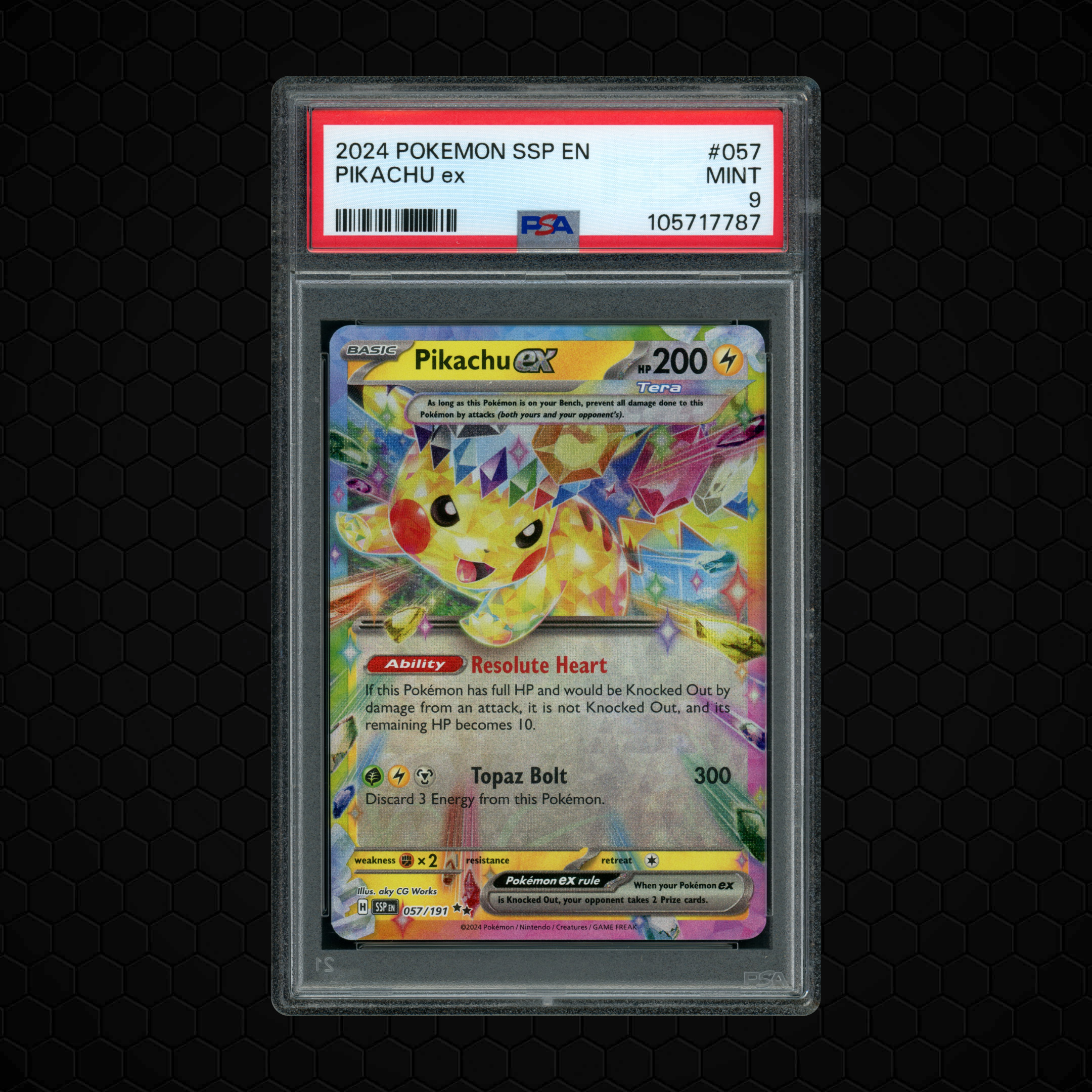 2024 Surging Sparks Pikachu EX #57 PSA 9