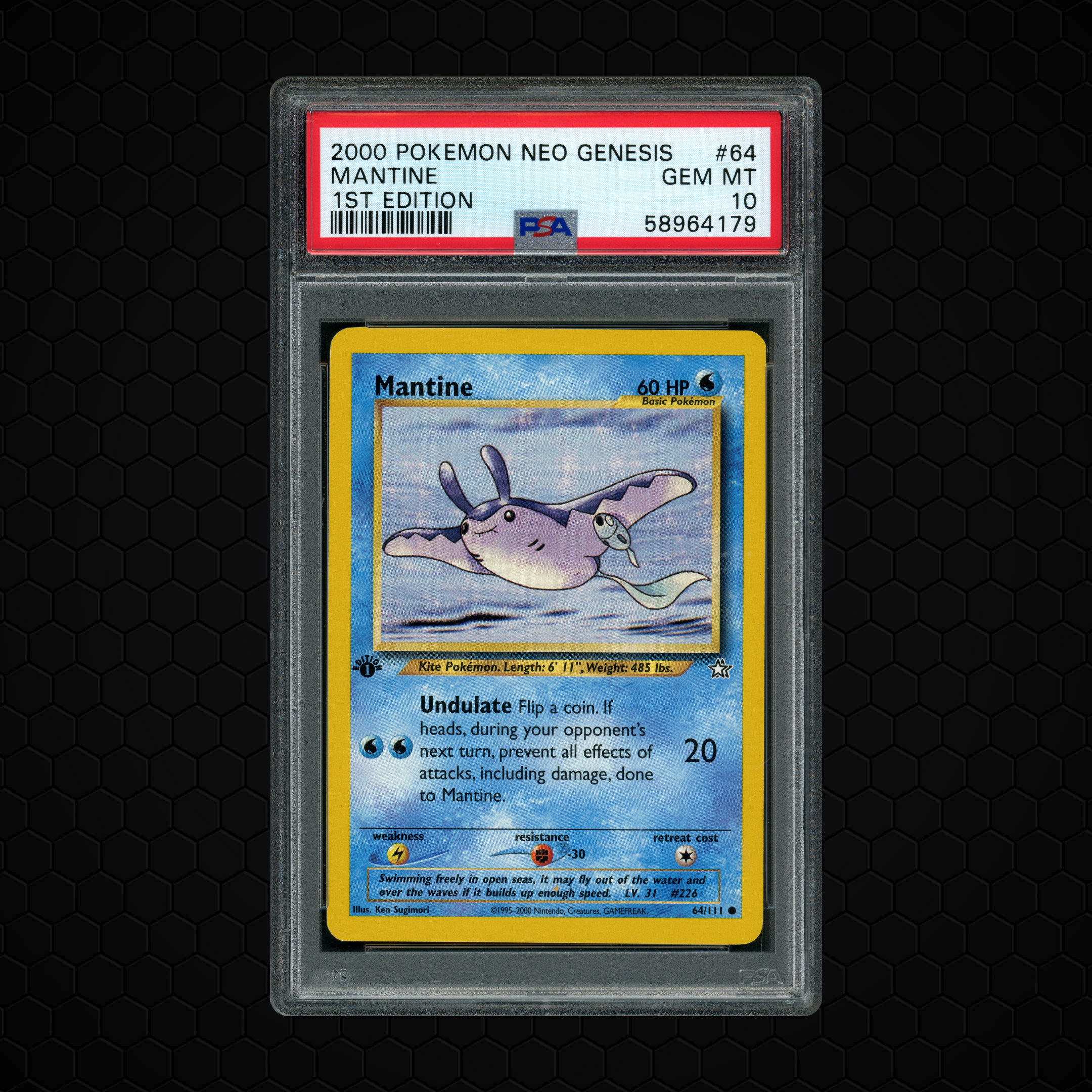 2000 Neo Genesis 1st Edition Mantine #64 PSA 10