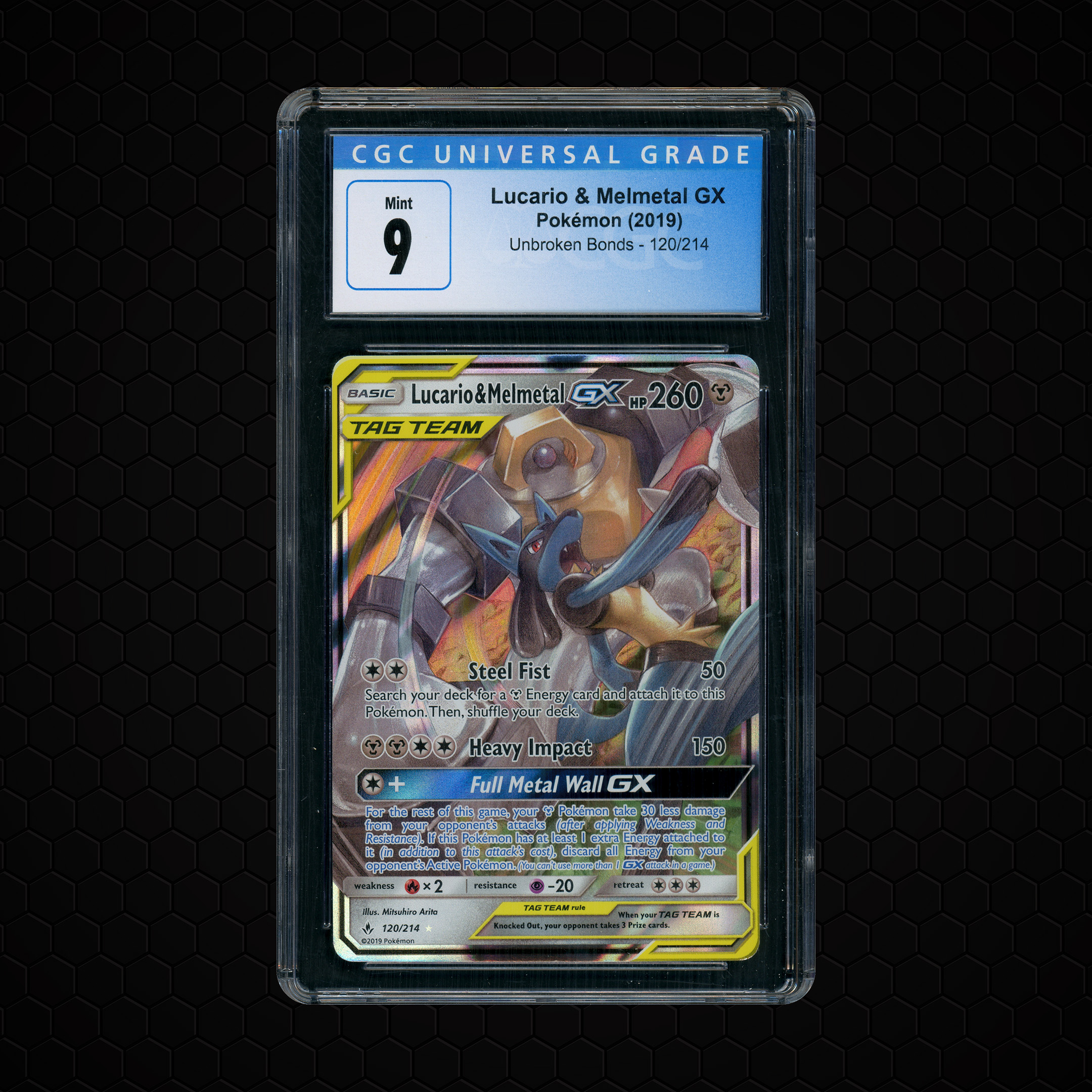 2019 Unbroken Bonds Lucario & Melmetal GX #120 CGC 9