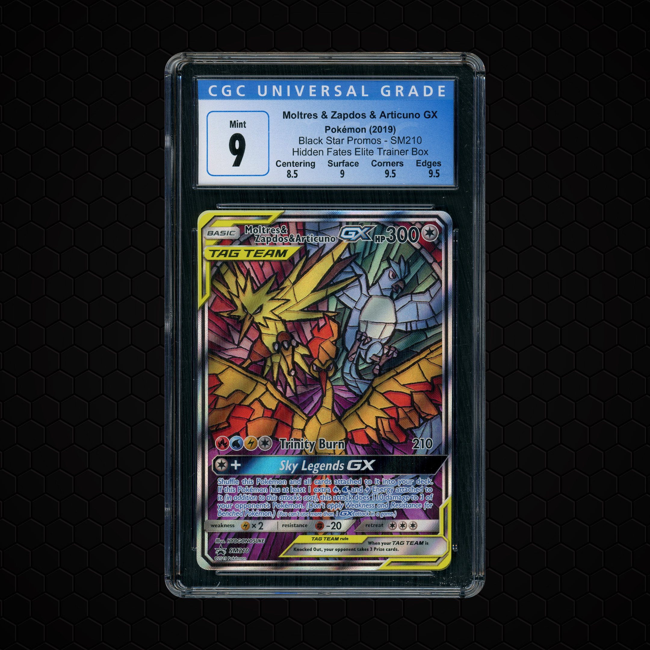 2019 Black Star Promos Moltres & Zapdos & Articuno GX #SM210 CGC 9