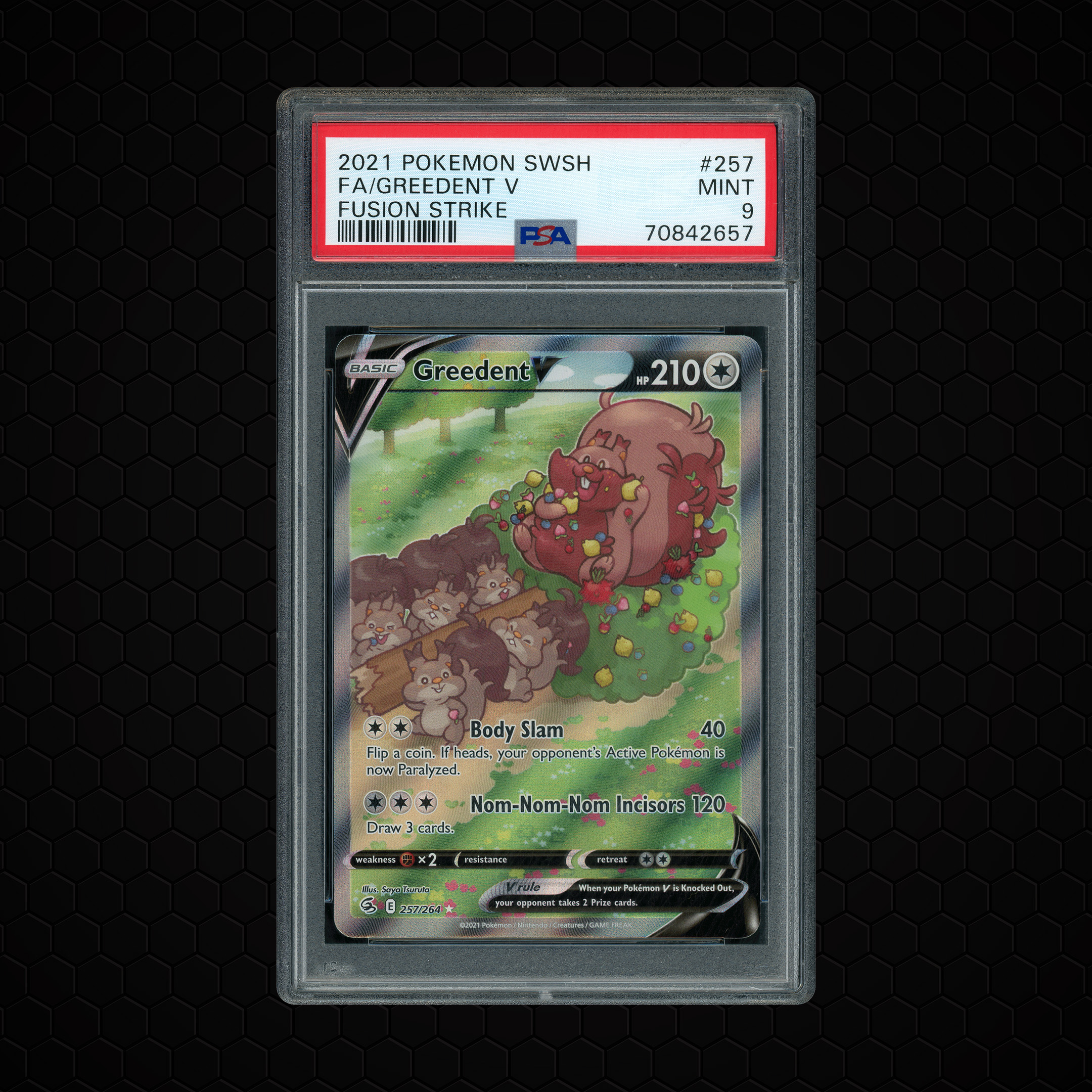 2021 Fusion Strike Greedent V #257 PSA 9