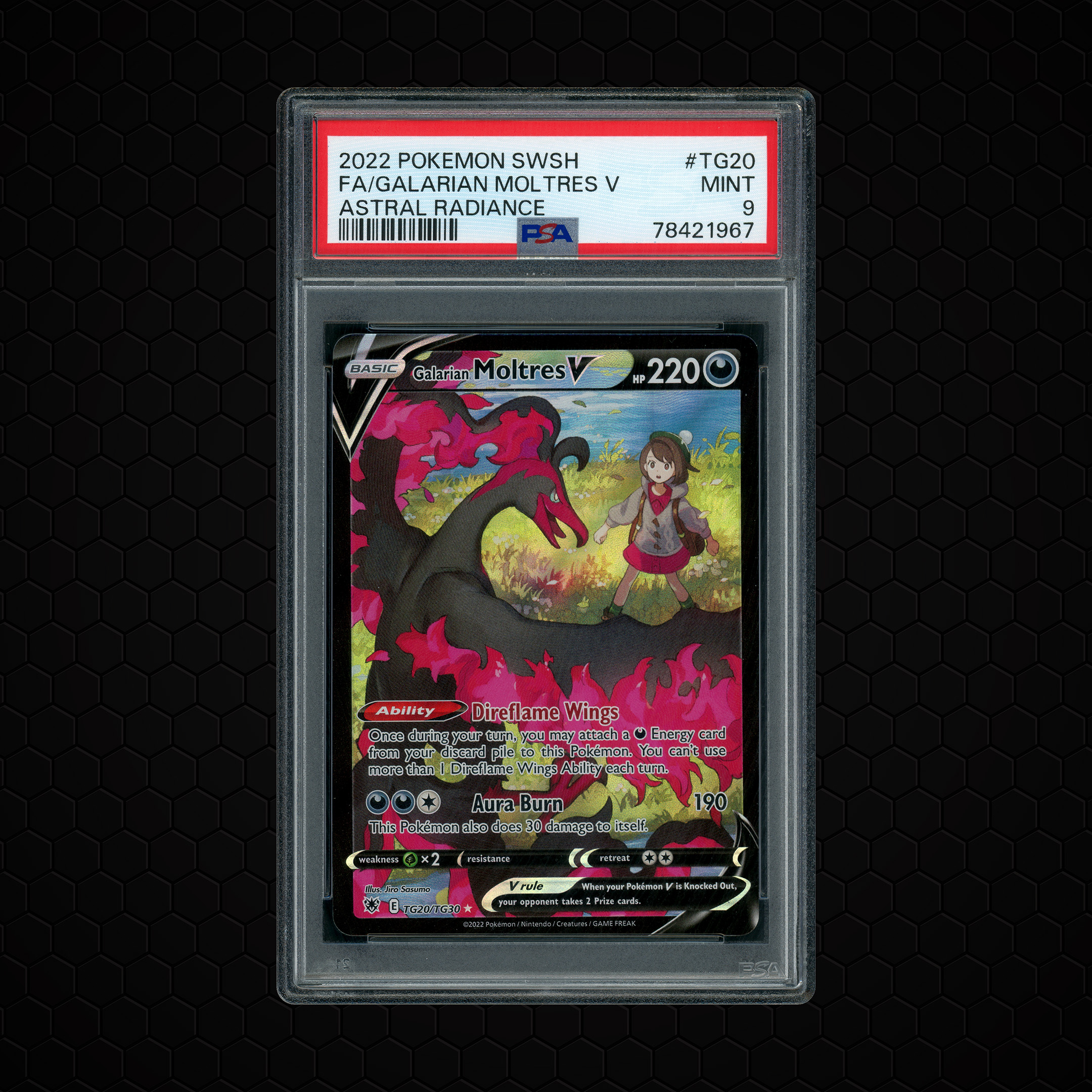 2022 Astral Radiance Galarian Moltres V #TG20 PSA 9